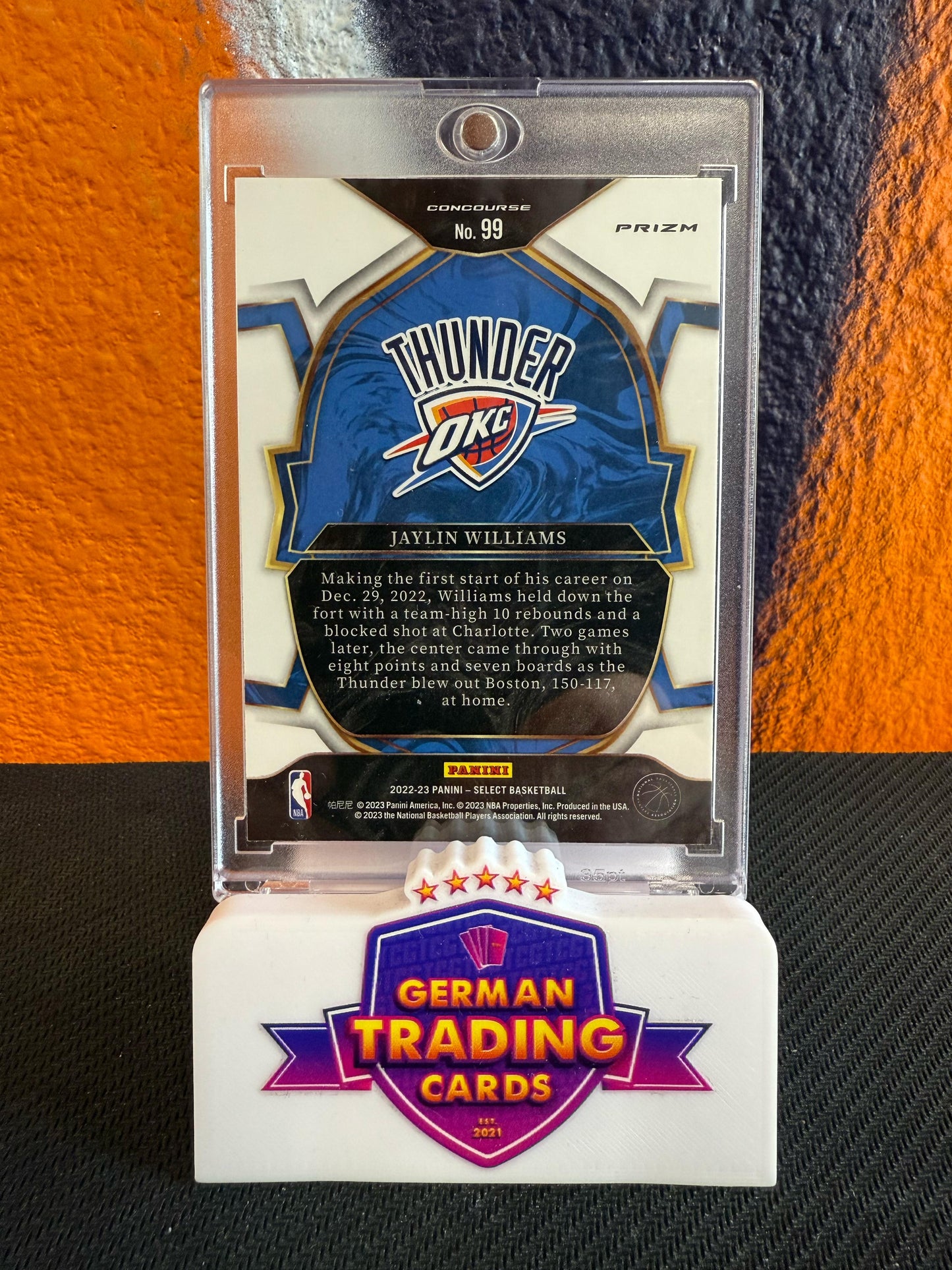 Jaylin Williams Rookie Elephant Prizm - Panini Select 2022-23