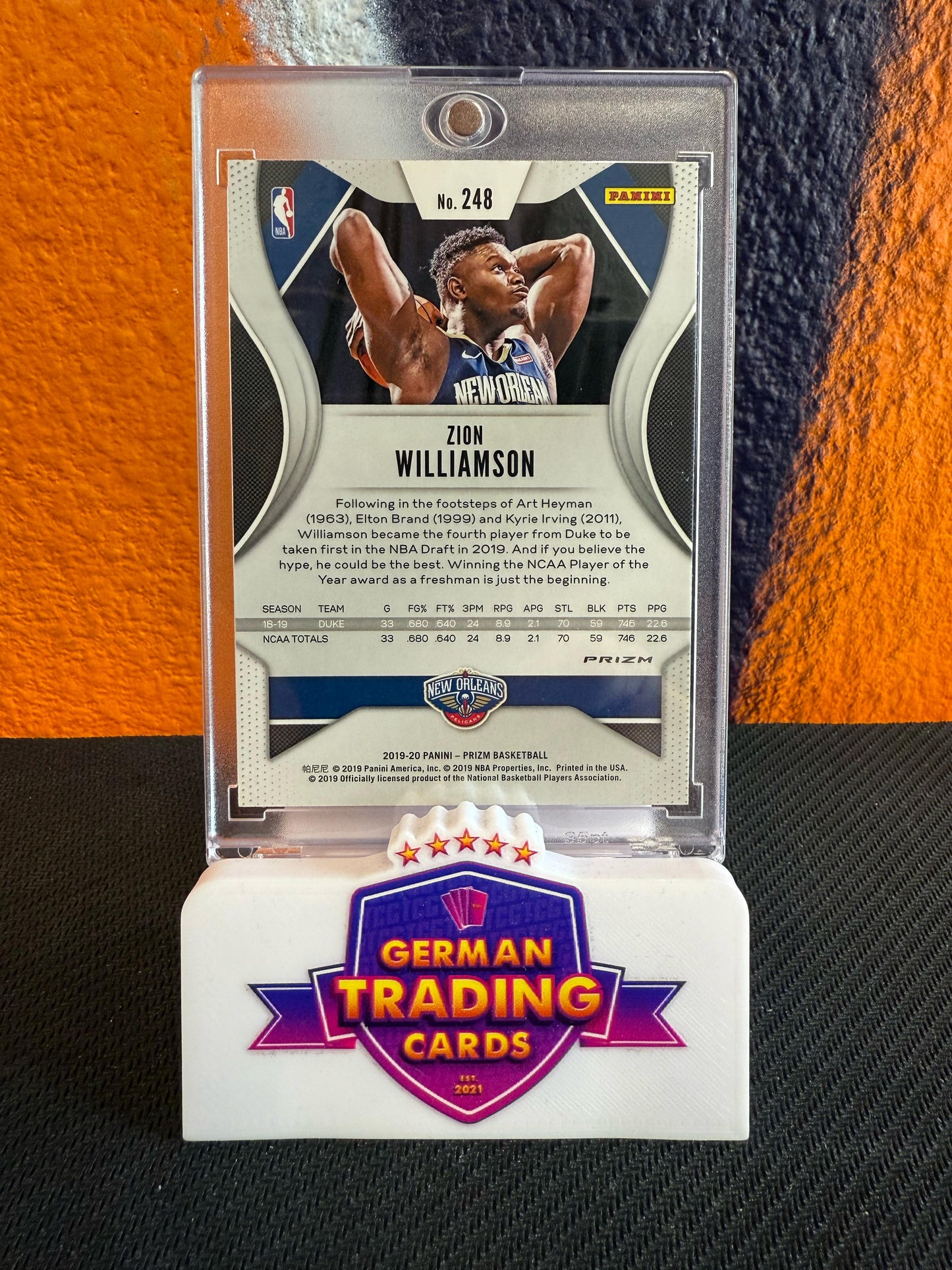 Zion Williamson Rookie Green Prizm #248 - Panini Prizm 2019-20