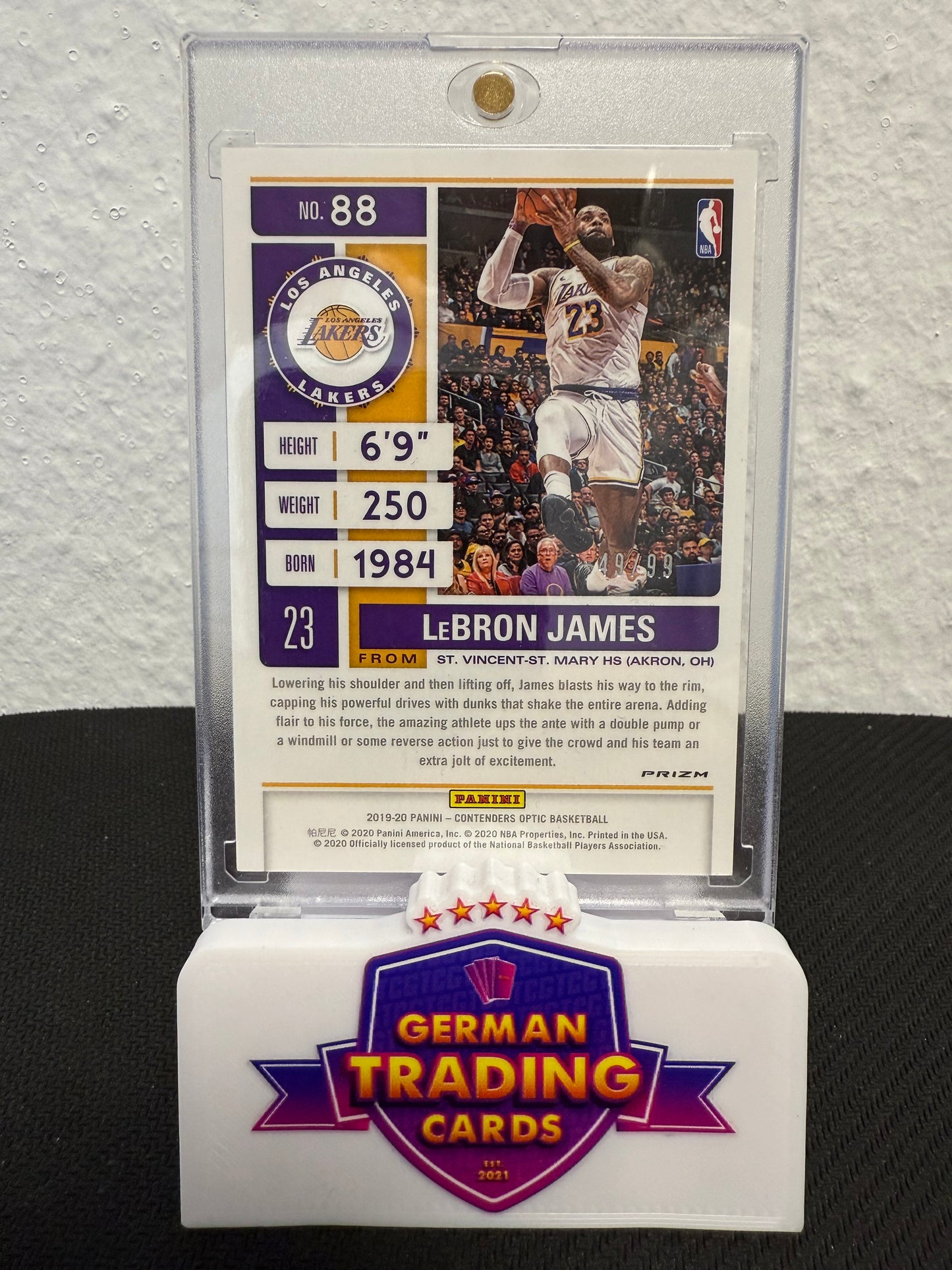 LeBron James 49/99 - 2019-20 Panini Contenders Optic Basketball