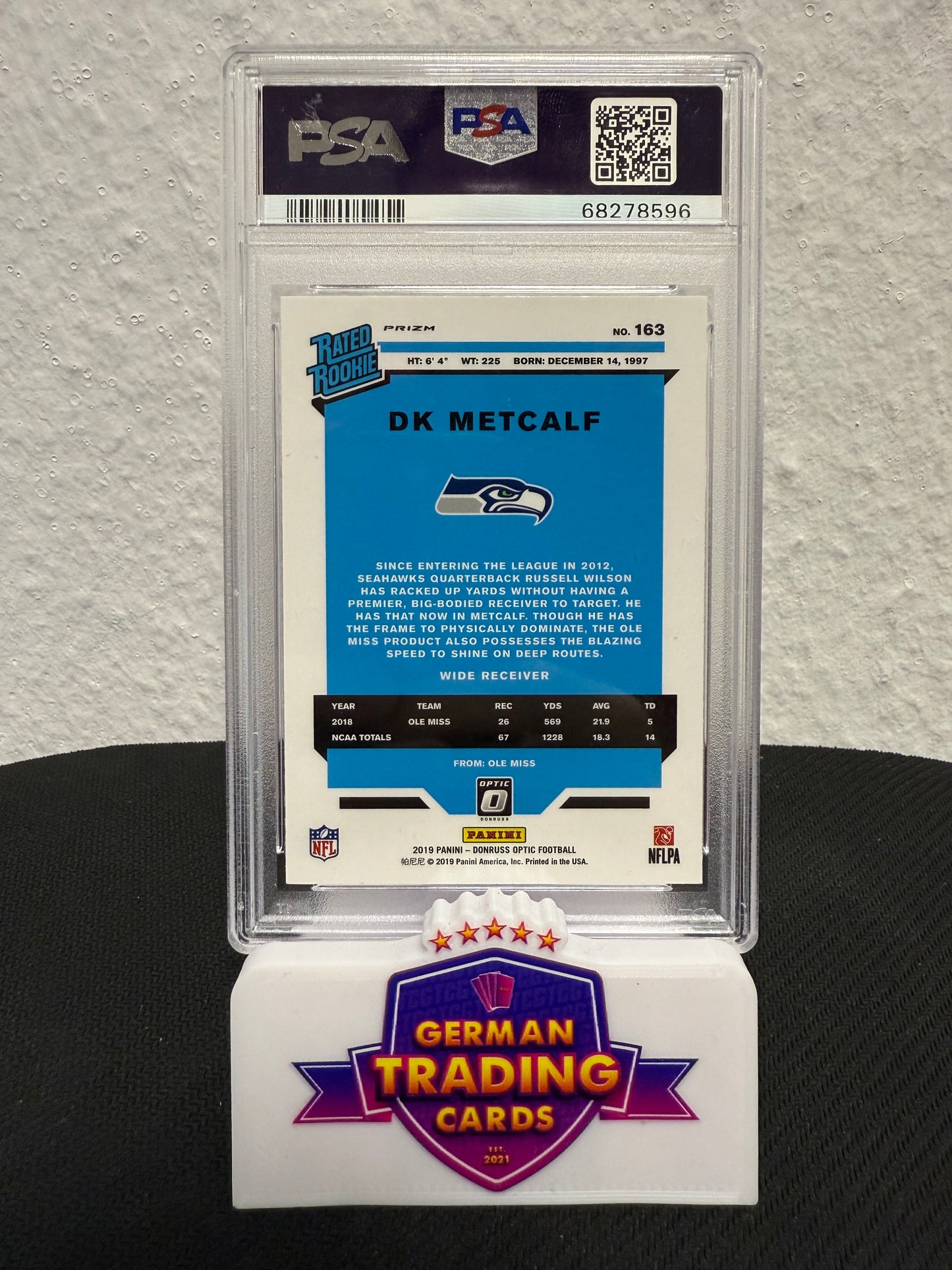 DK Metcalf Rated Rookie Pink PSA 10 - 2019 Panini Donruss Optic Football