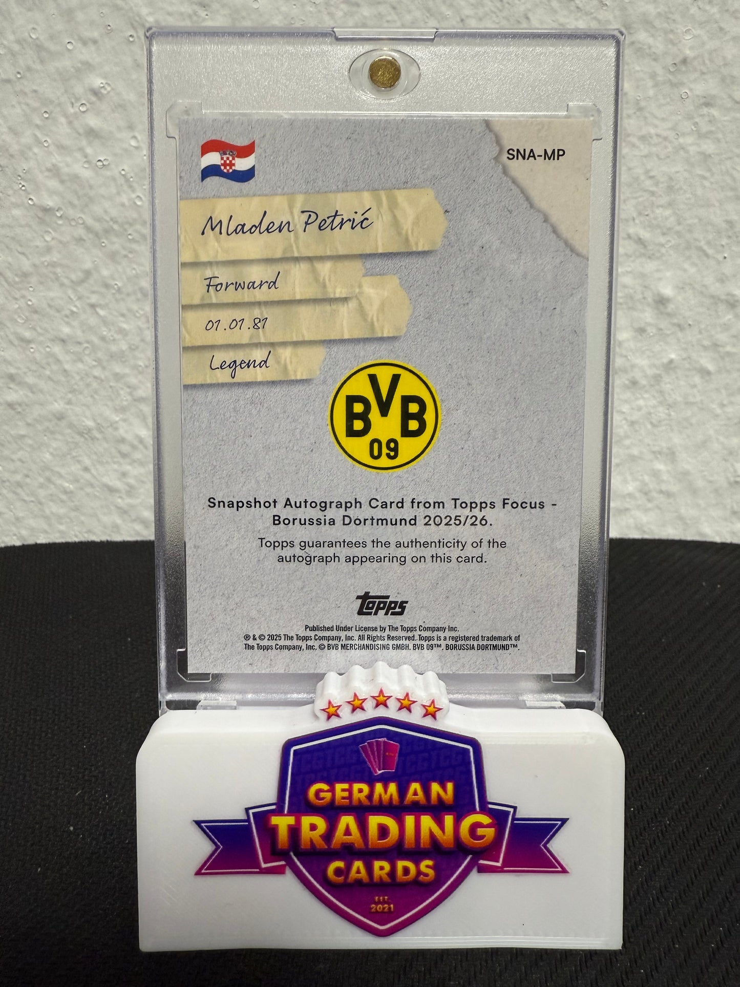 Mladen Petric Auto 12/75 - 2025-26 Topps Focus Borussia Dortmund