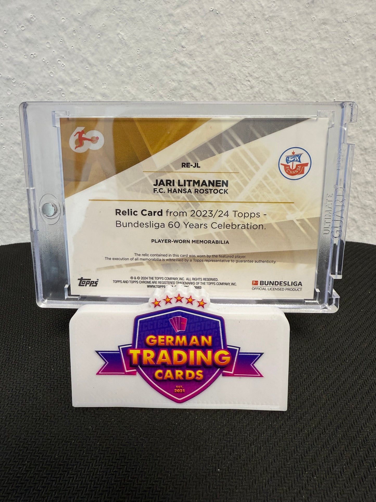 Jari Litmanen Player-Worn Jersey 36/40 - 2023-24 Topps 60 Years Bundesliga Celebration