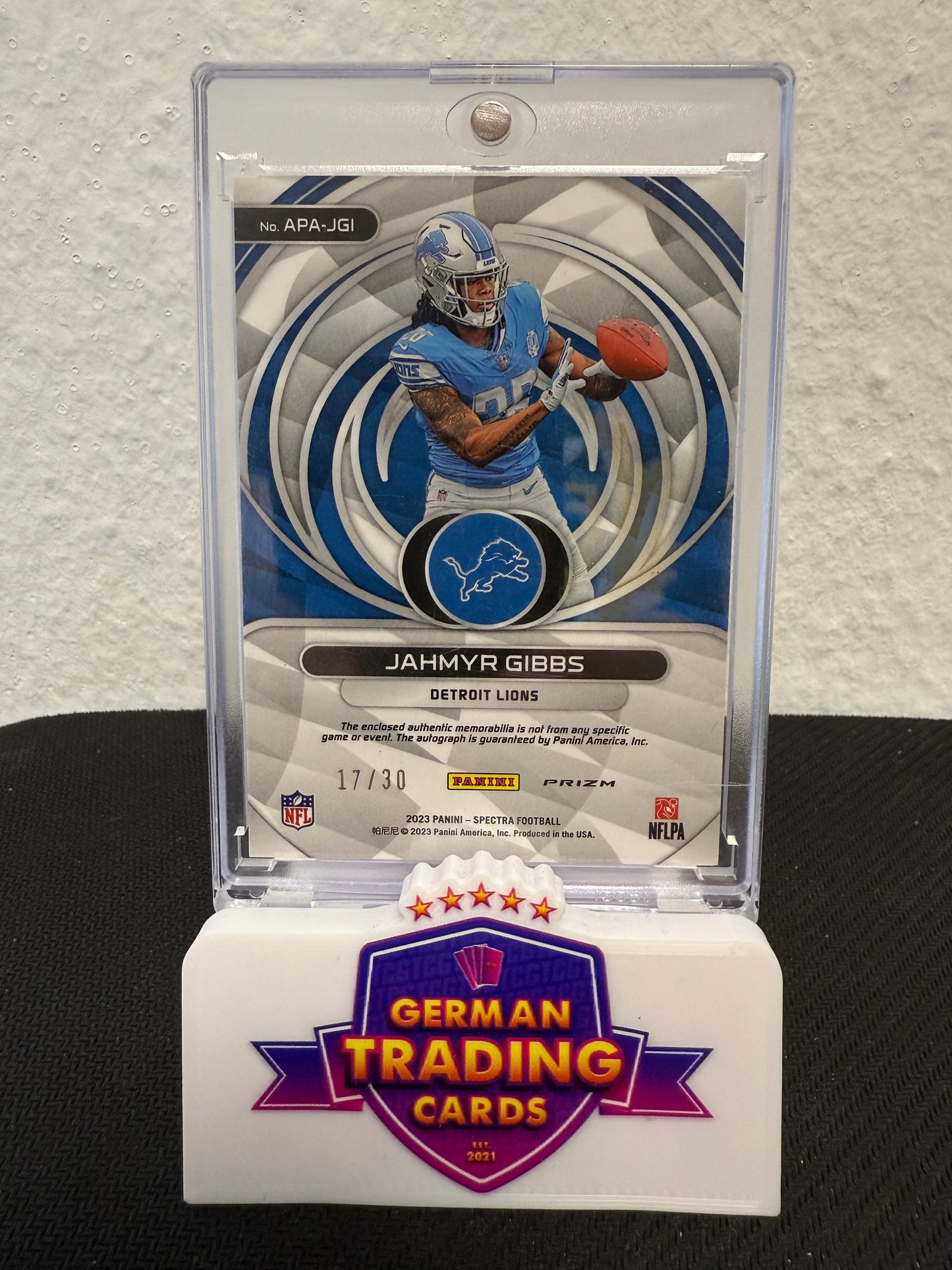 Jahmyr Gibbs Rookie Patch Auto 17/30 - 2023 Panini Spectra Football