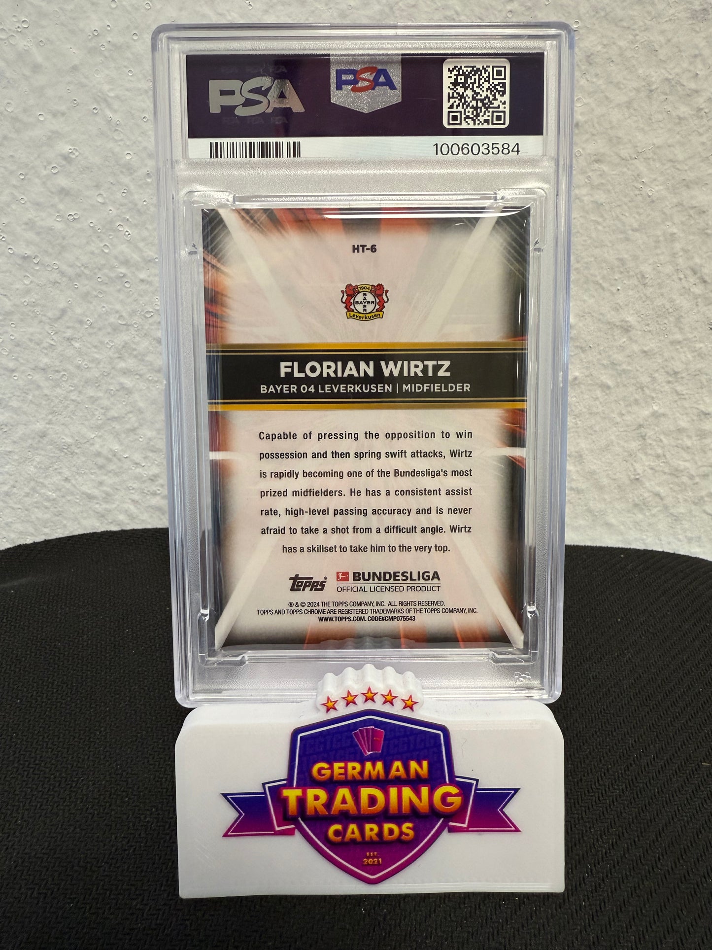 Florian Wirtz Heroes Today 13/25 PSA 10 - 2023-24 Topps Bundesliga 60 Years Anniversary