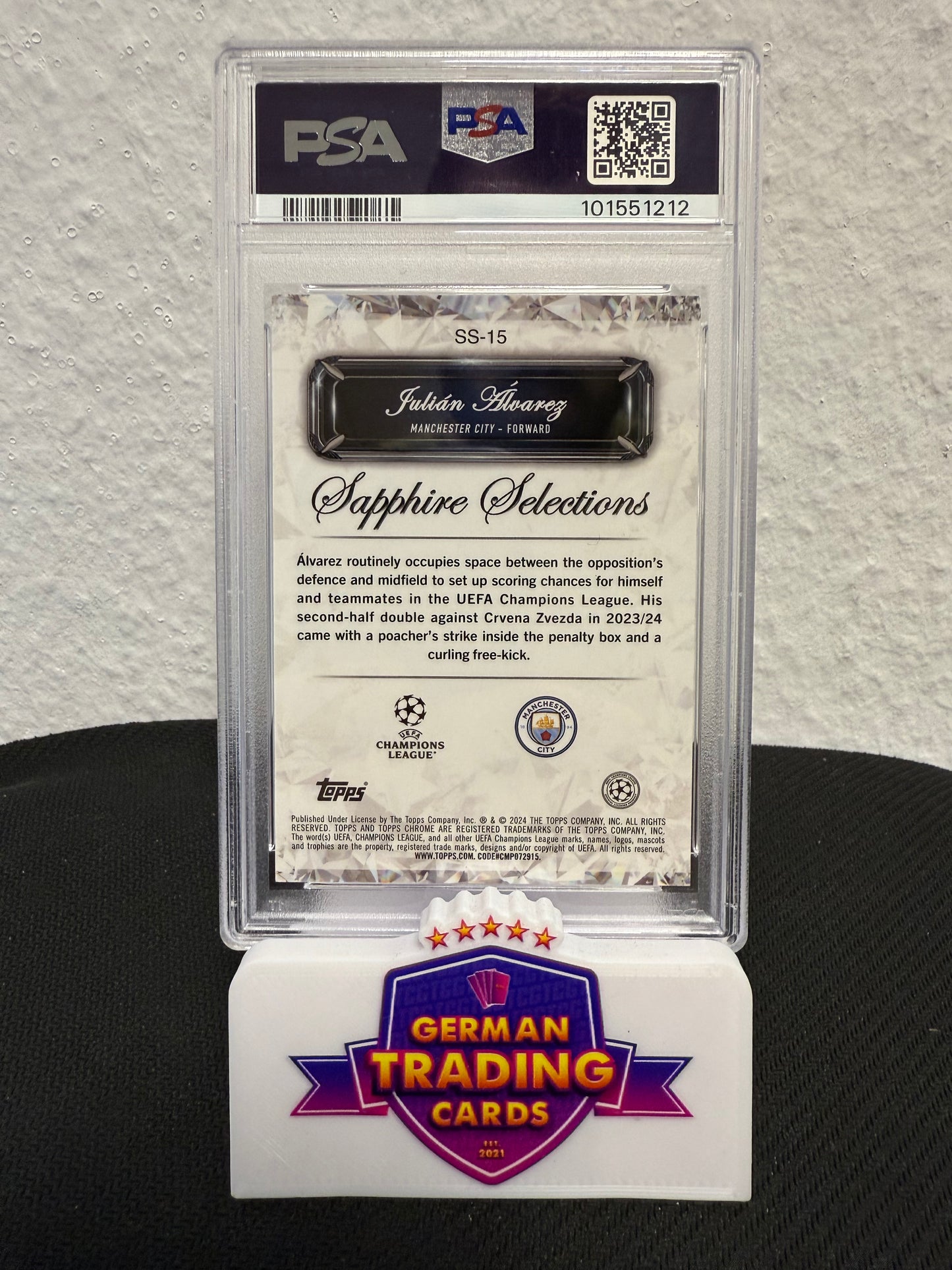 Julian Alvarez Sapphire Selections 03/25 PSA 10 - 2023-24 Topps Sapphire UCC