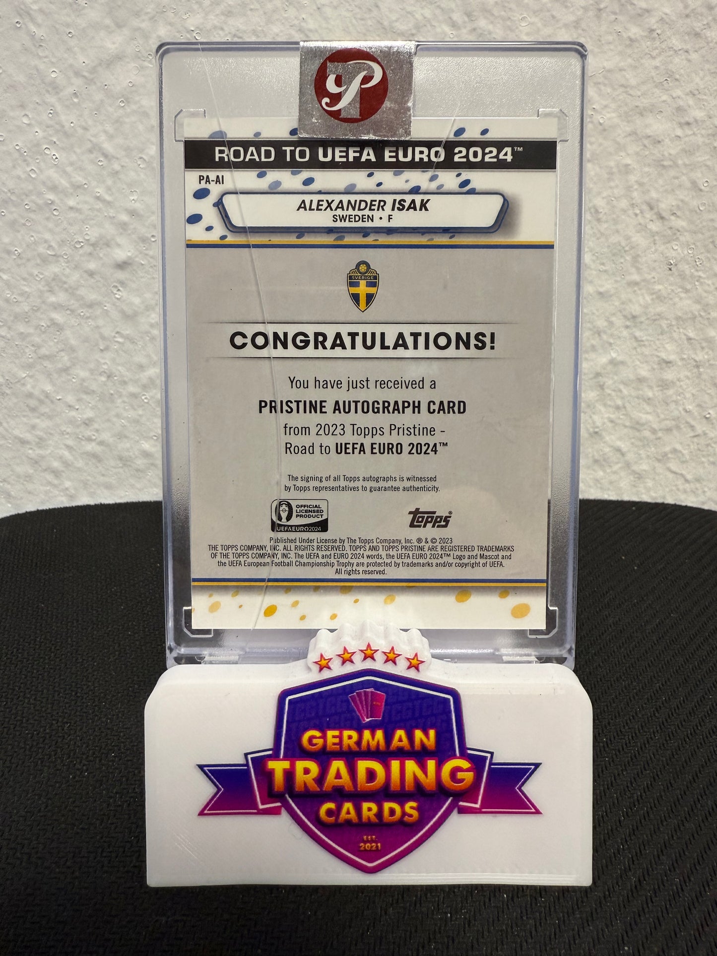 Alexander Isak Auto - 2023 Topps Pristine Road to UEFA Euro 2024