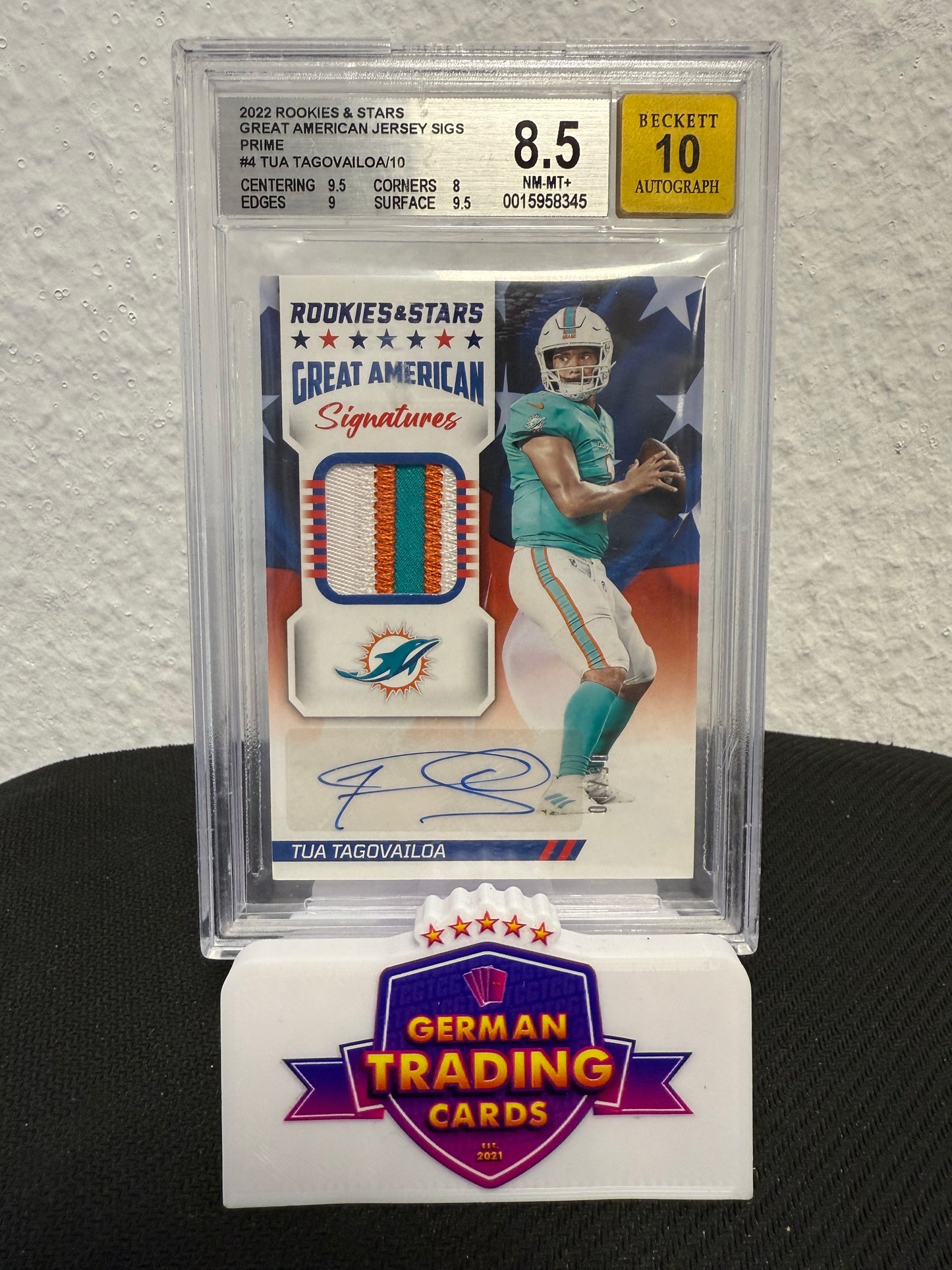 Tua Tagovailoa Patch Auto 05/10 BGS 8.5 - 2022 Panini Rookies & Stars Football