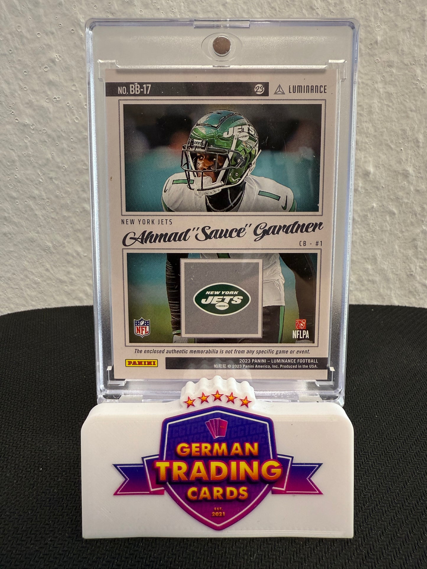 Ahman "Sauce" Gardner Bright Jersey 41/50 - 2023 Panini Luminance Football
