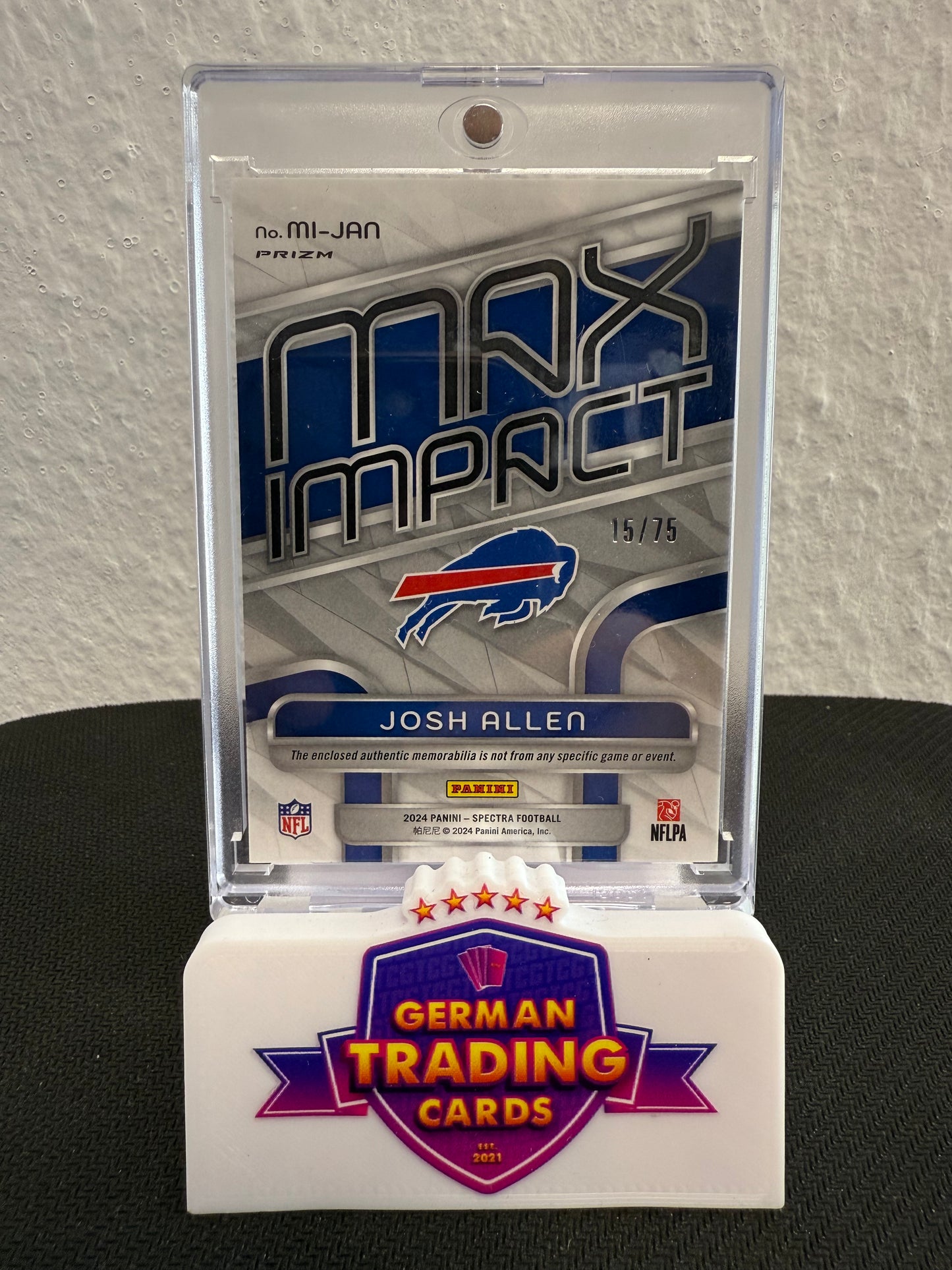 Josh Allen Max Impact Jersey 15/75 - 2024 Panini Spectra Football