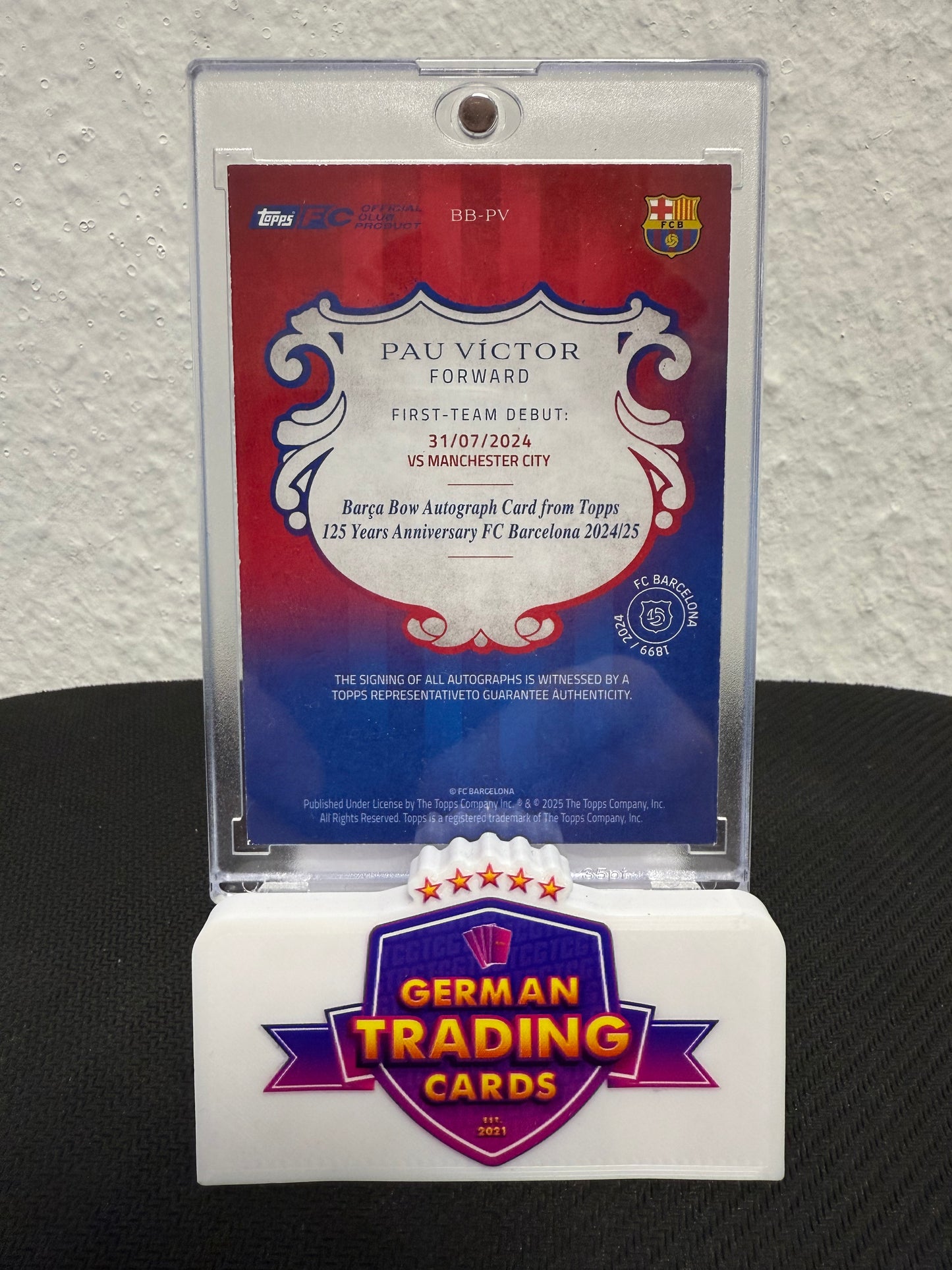 Pau Victor Barca Bow Rookie Auto 06/10 - 2024-25 Topps 125 Years Anniversary FC Barcelona