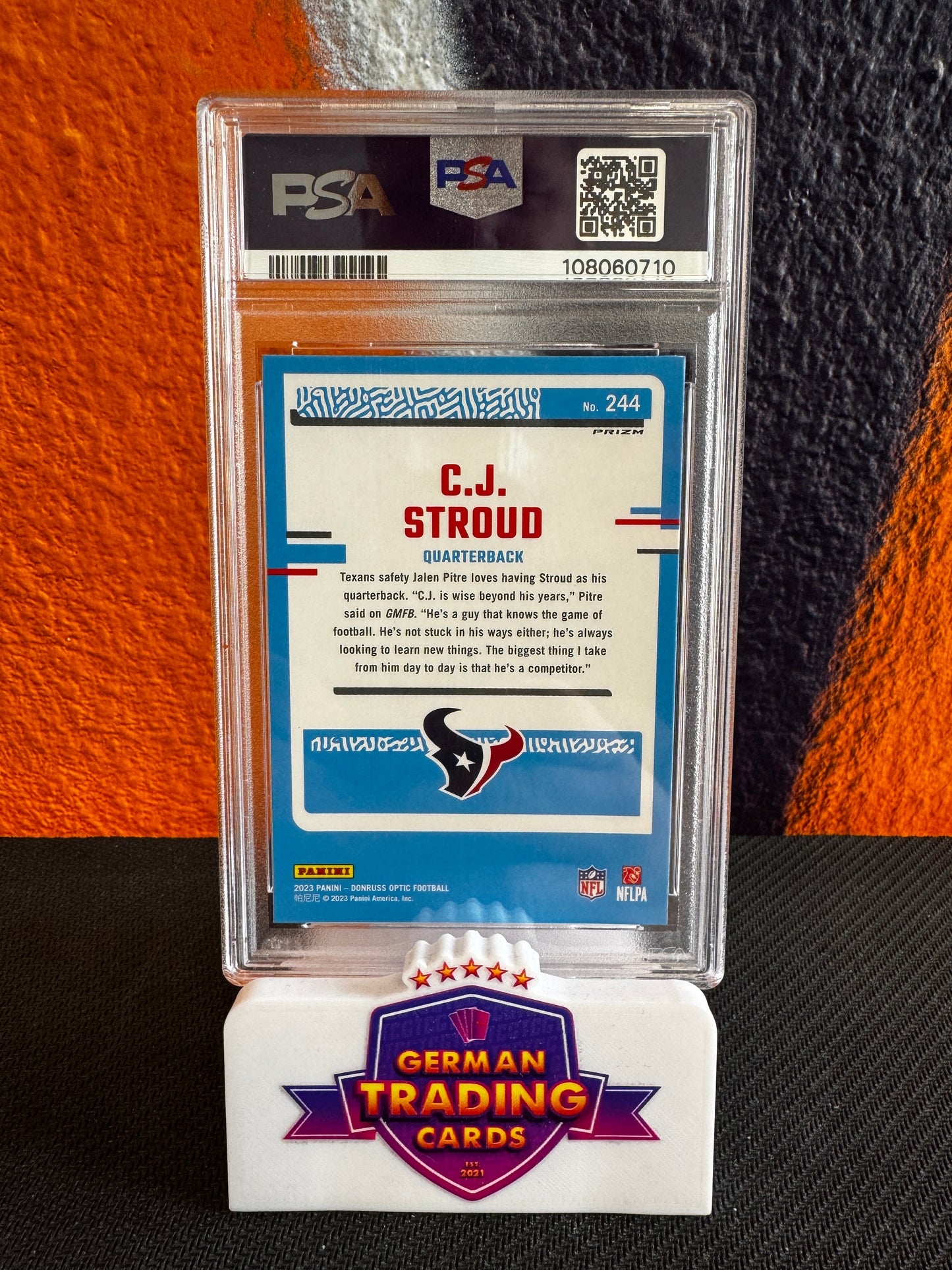C.J. Stroud Rated Rookie Blue Scope PSA8 - Panini Donruss Optic 2023
