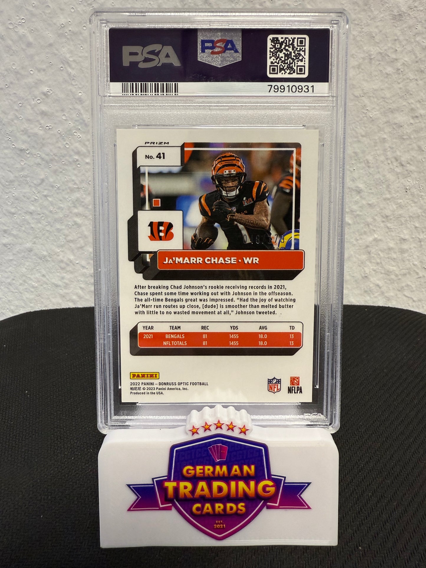 Ja´Marr Chase 048/179 PSA 10 - 2022 Panini Donruss Optic Football