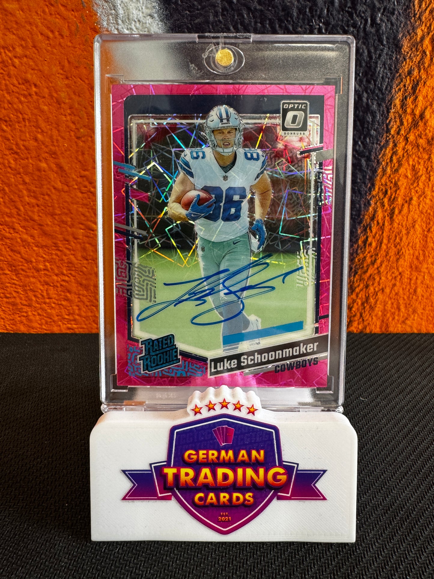 Luke Schoonmaker Rated Rookie Pink Velocity Auto 06/50 - Panini Donruss Optic 2023