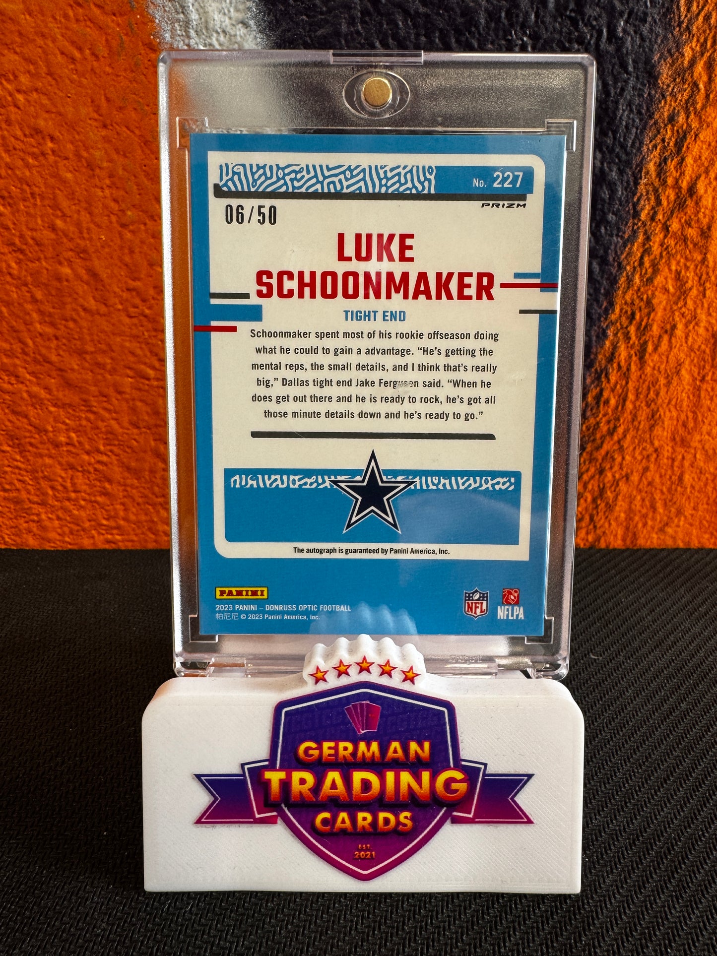 Luke Schoonmaker Rated Rookie Pink Velocity Auto 06/50 - Panini Donruss Optic 2023