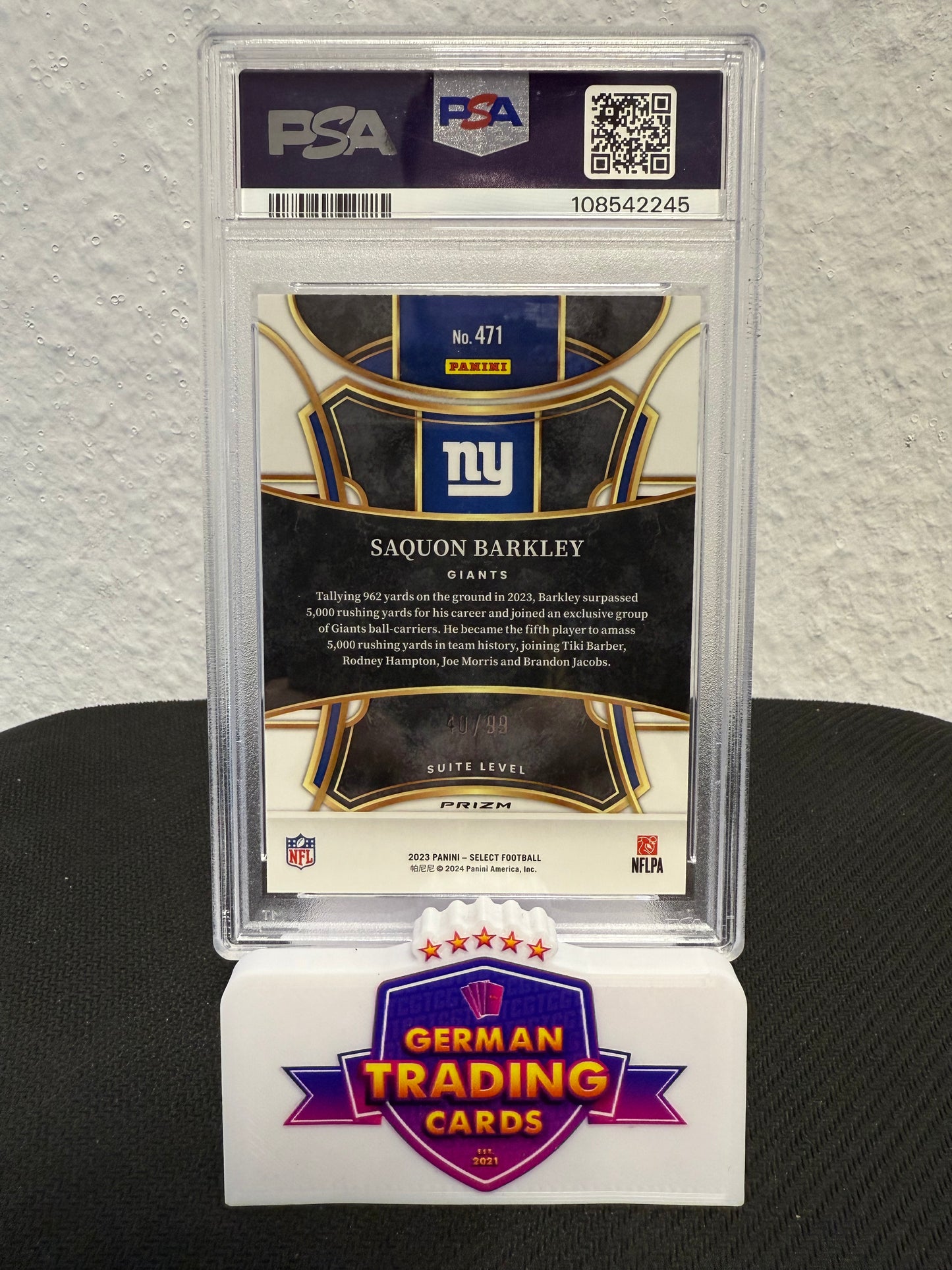 Saquon Barkley 40/99 PSA 10 - 2023 Panini Select Football