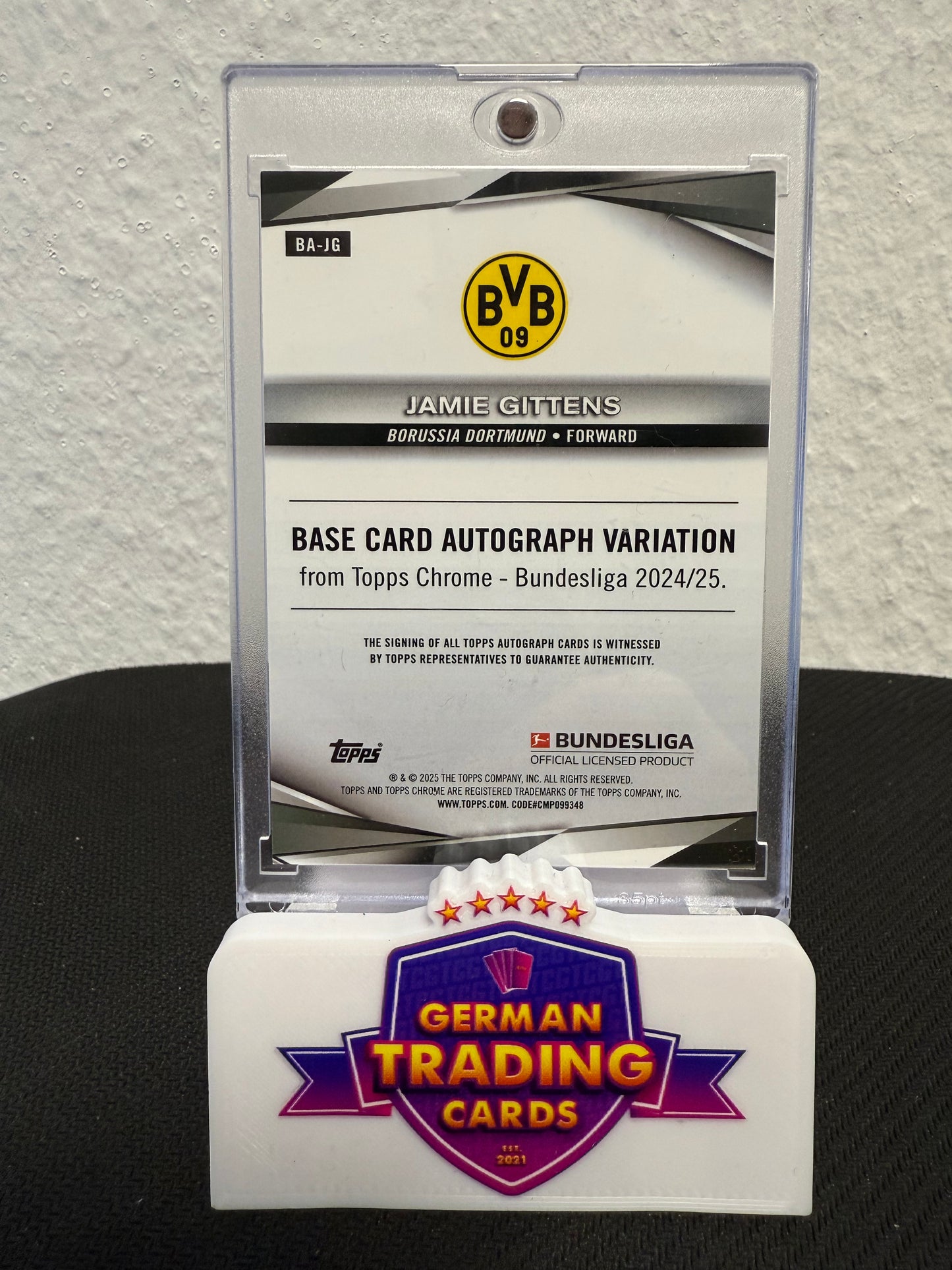 Jamie Gittens Auto 03/10 - 2024-25 Topps Bundesliga Chrome Sapphire