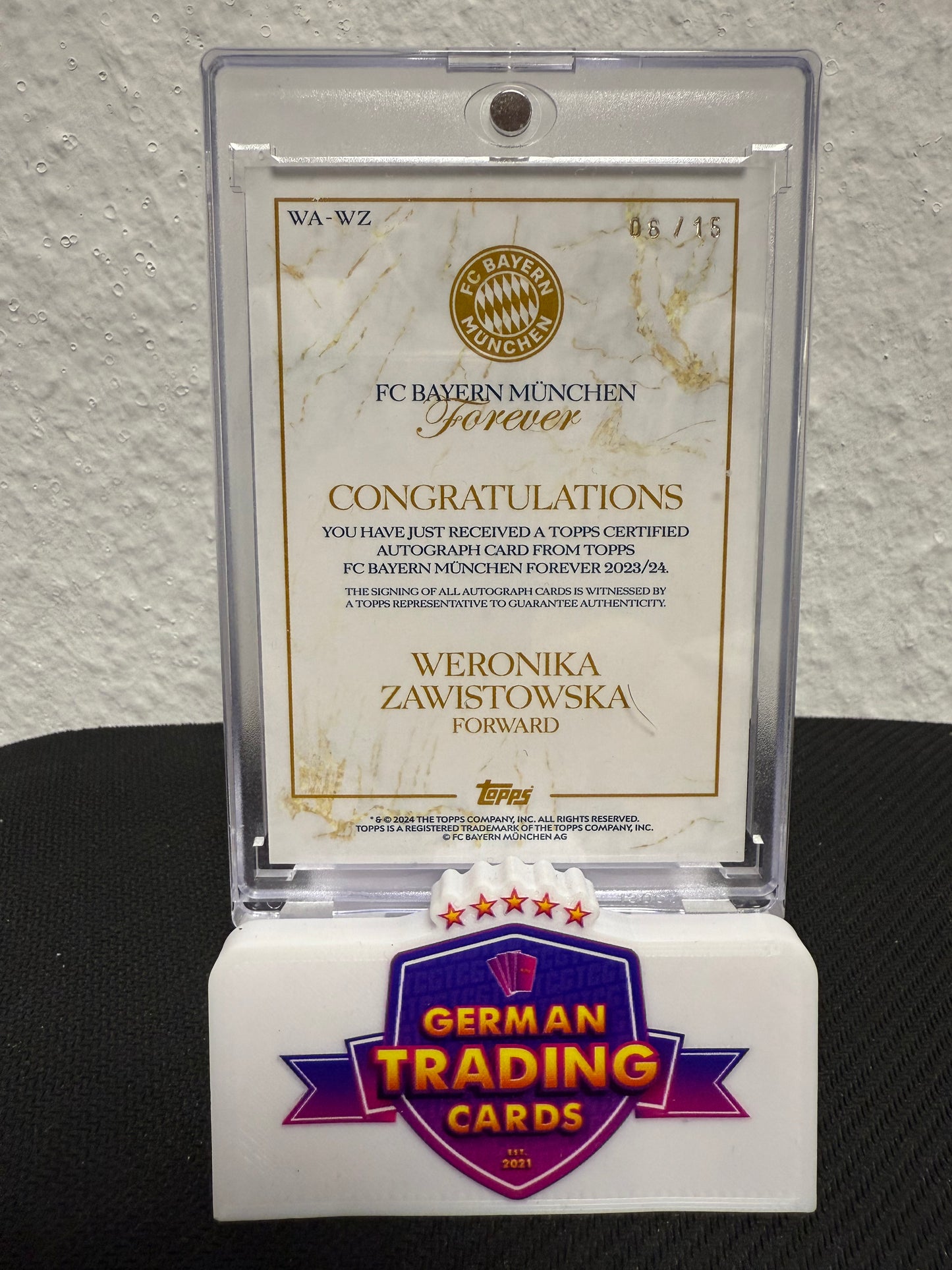 Weronika Zawistowska Rookie Auto 06/15 - 2023-24 Topps Bayern München Forever