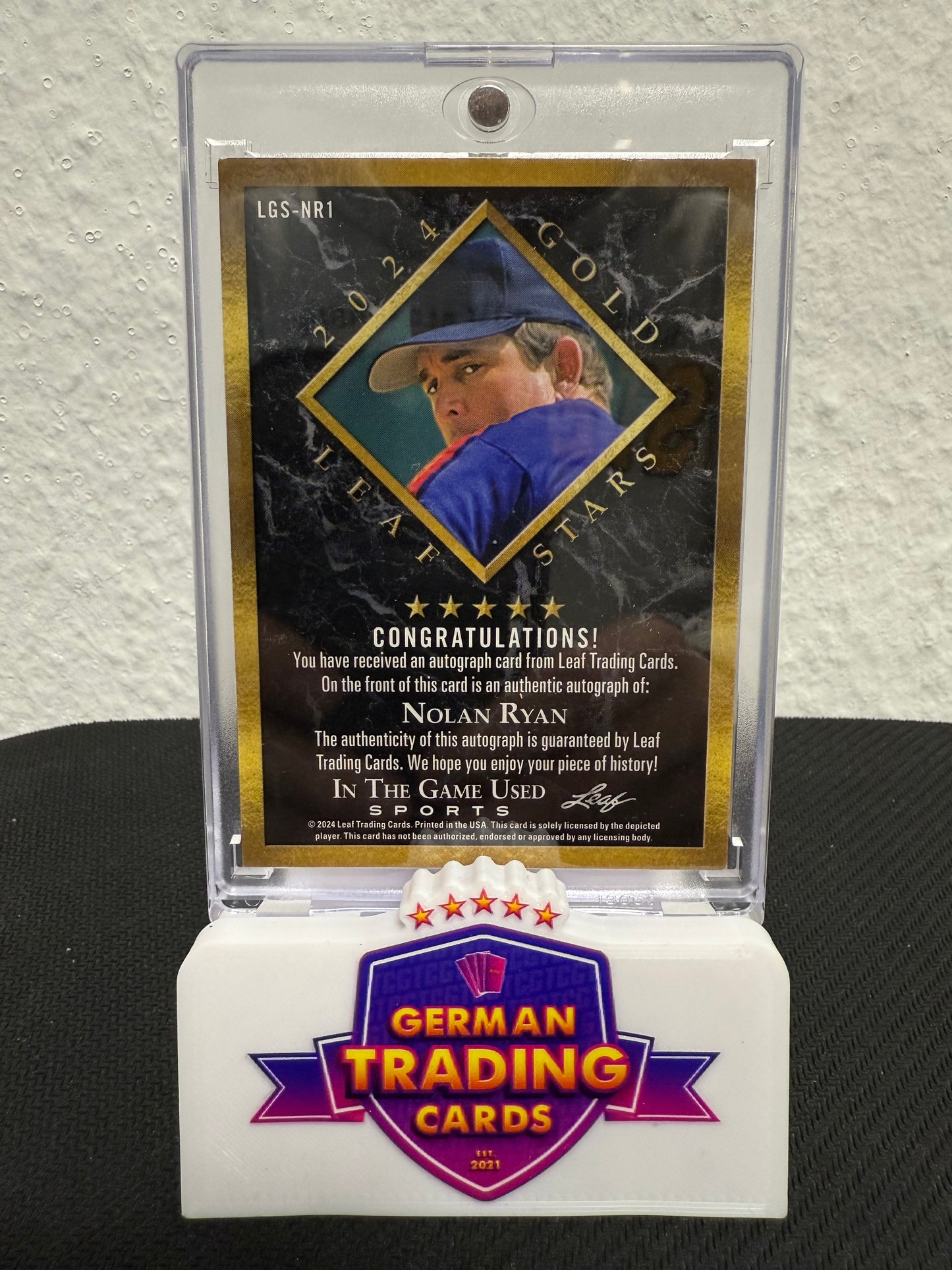 Nolan Ryan 2024 Gold Leaf Stars Auto 4/20 - 2024 Leaf In the Game Used