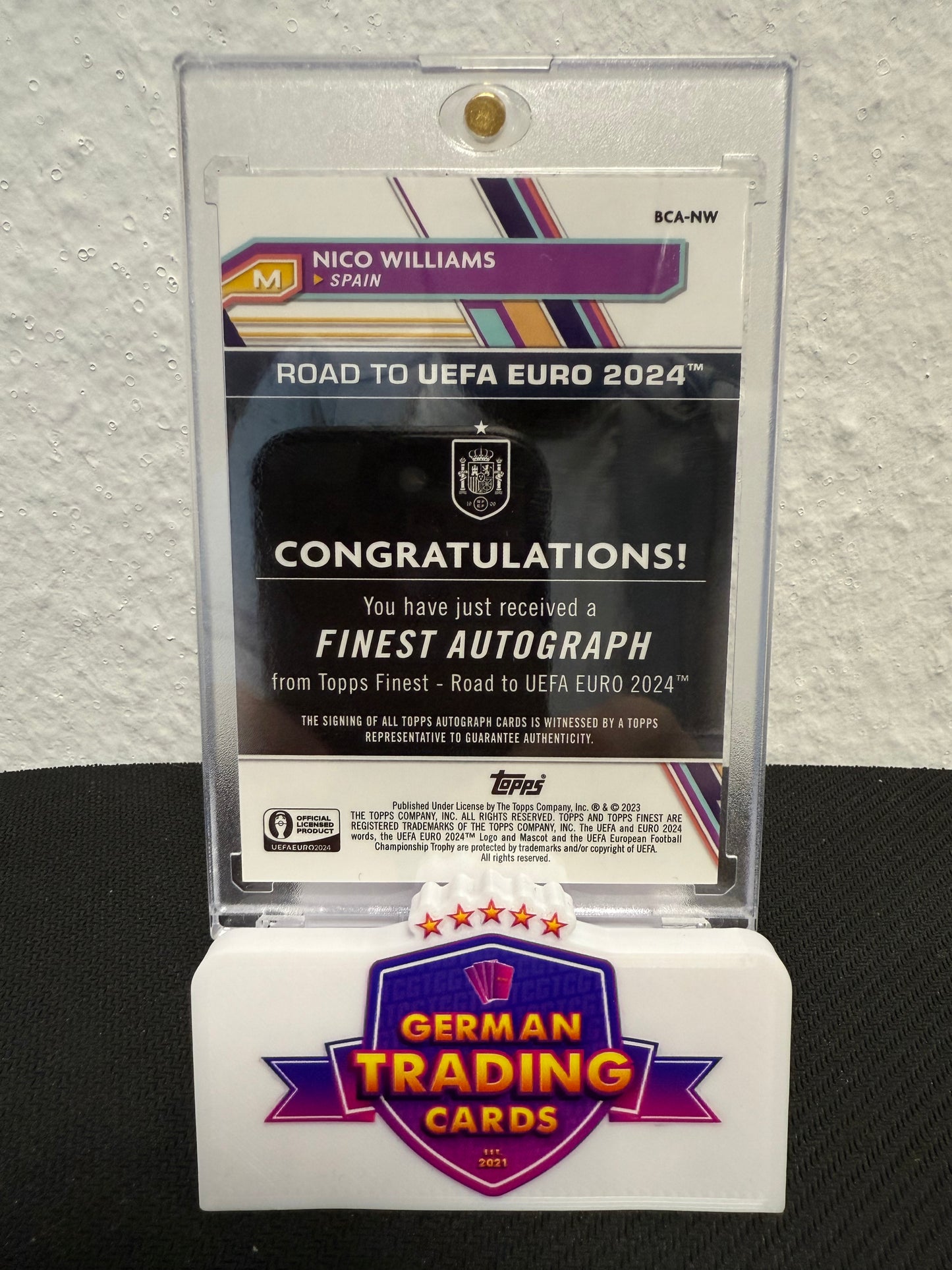 Nico Williams National Debut Auto - Topps Finest Road to UEFA Euro 2024