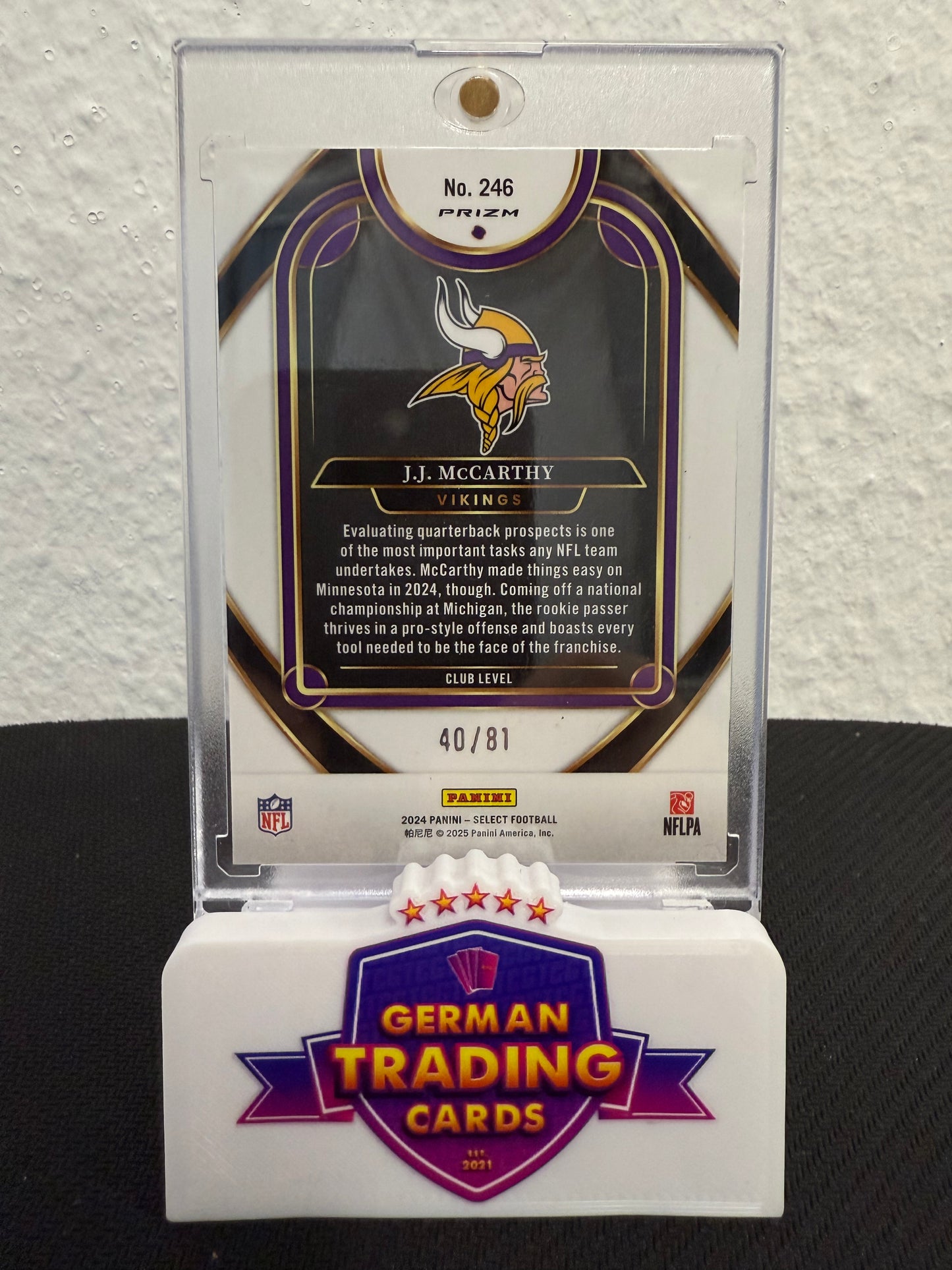 JJ McCarthy Rookie Dragon Scale 40/81 - 2024 Panini Select Football