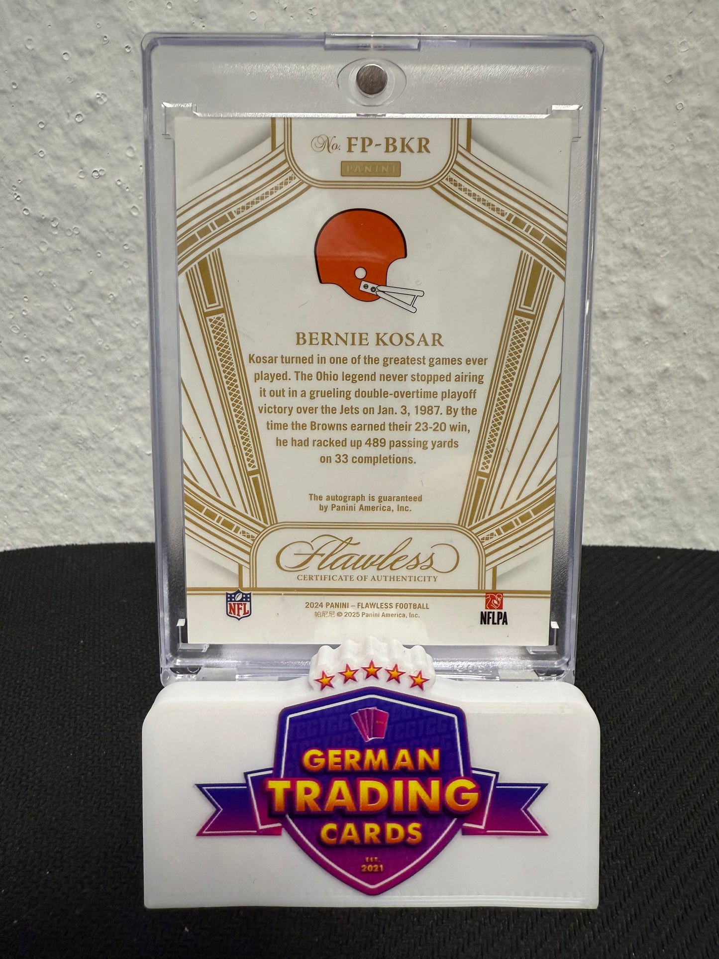 Bernie Kosar Auto 04/25 - 2024 Panini Flawless Football