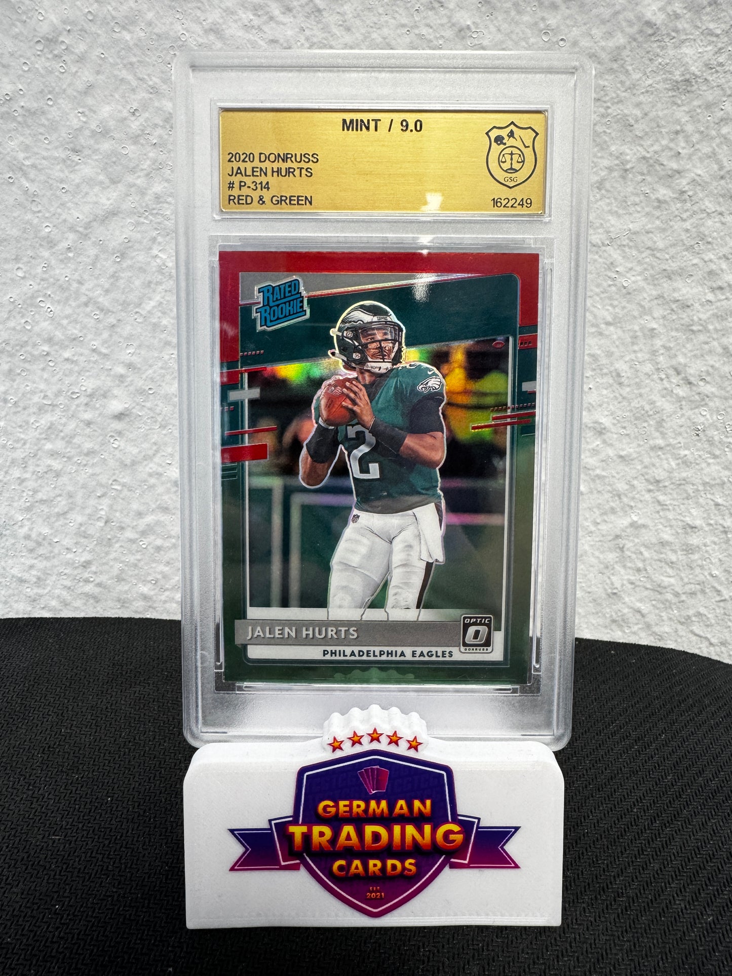 Jalen Hurts Rated Rookie Red&Green Preview GSG 9.0 - Panini Donruss Football 2020
