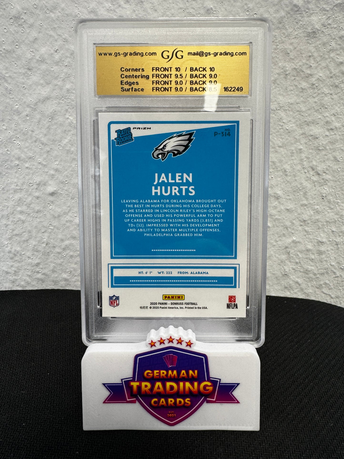 Jalen Hurts Rated Rookie Red&Green Preview GSG 9.0 - Panini Donruss Football 2020