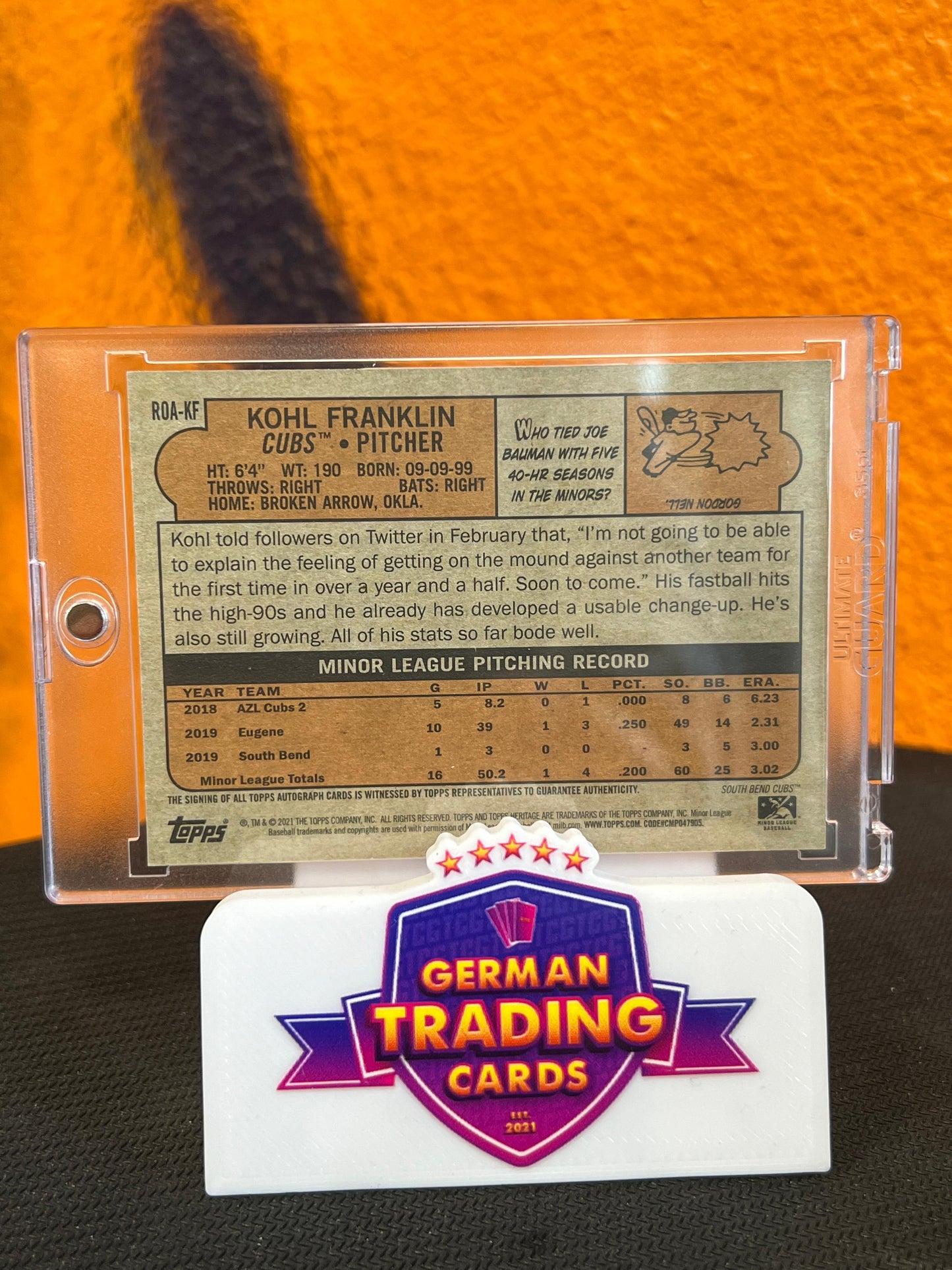 Kohl Franklin On-Card Auto - Topps Heritage 2020