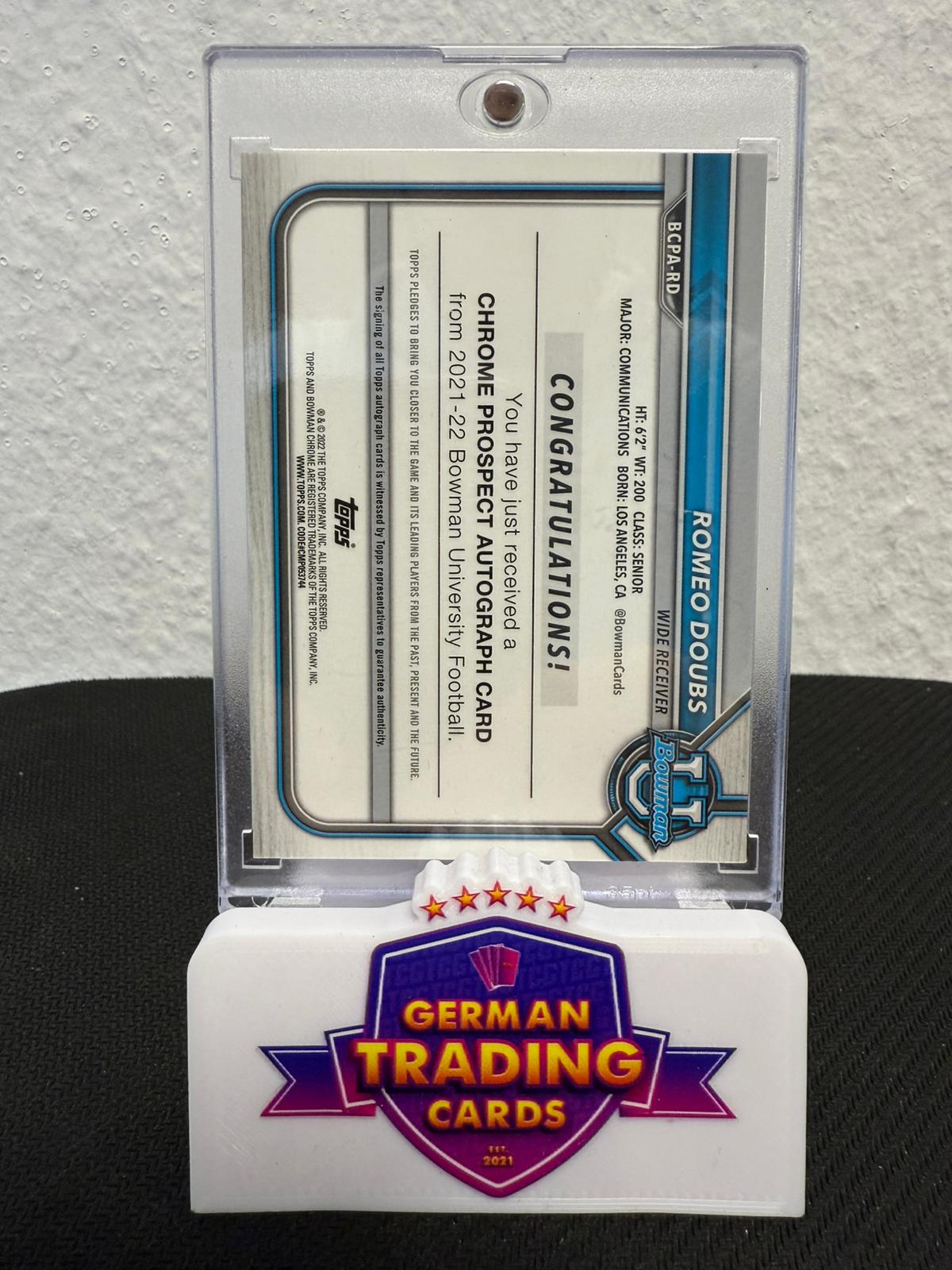 Romeo Doubs 1st Bowman Auto 01/25 - 2021-22 Topps Bowman U