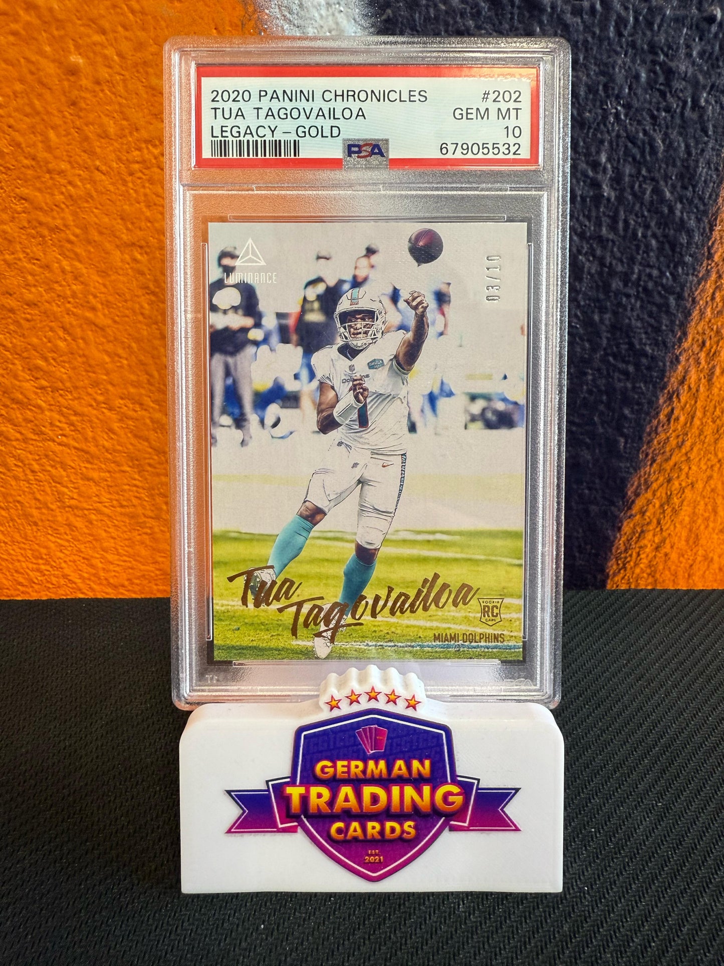 Tua Tagovailoa Rookie Luminance Legacy Gold 03/10 PSA10 - Panini Chronicles 2020