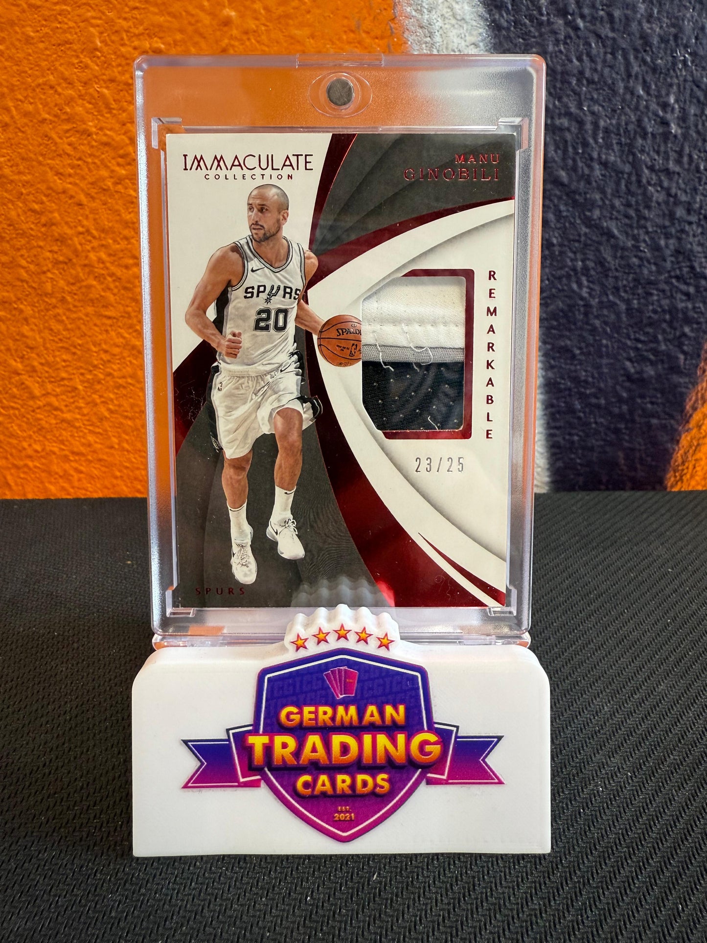 Manu Ginobili Game-Worn Patch 23/25 - Panini Immaculate 2017-18