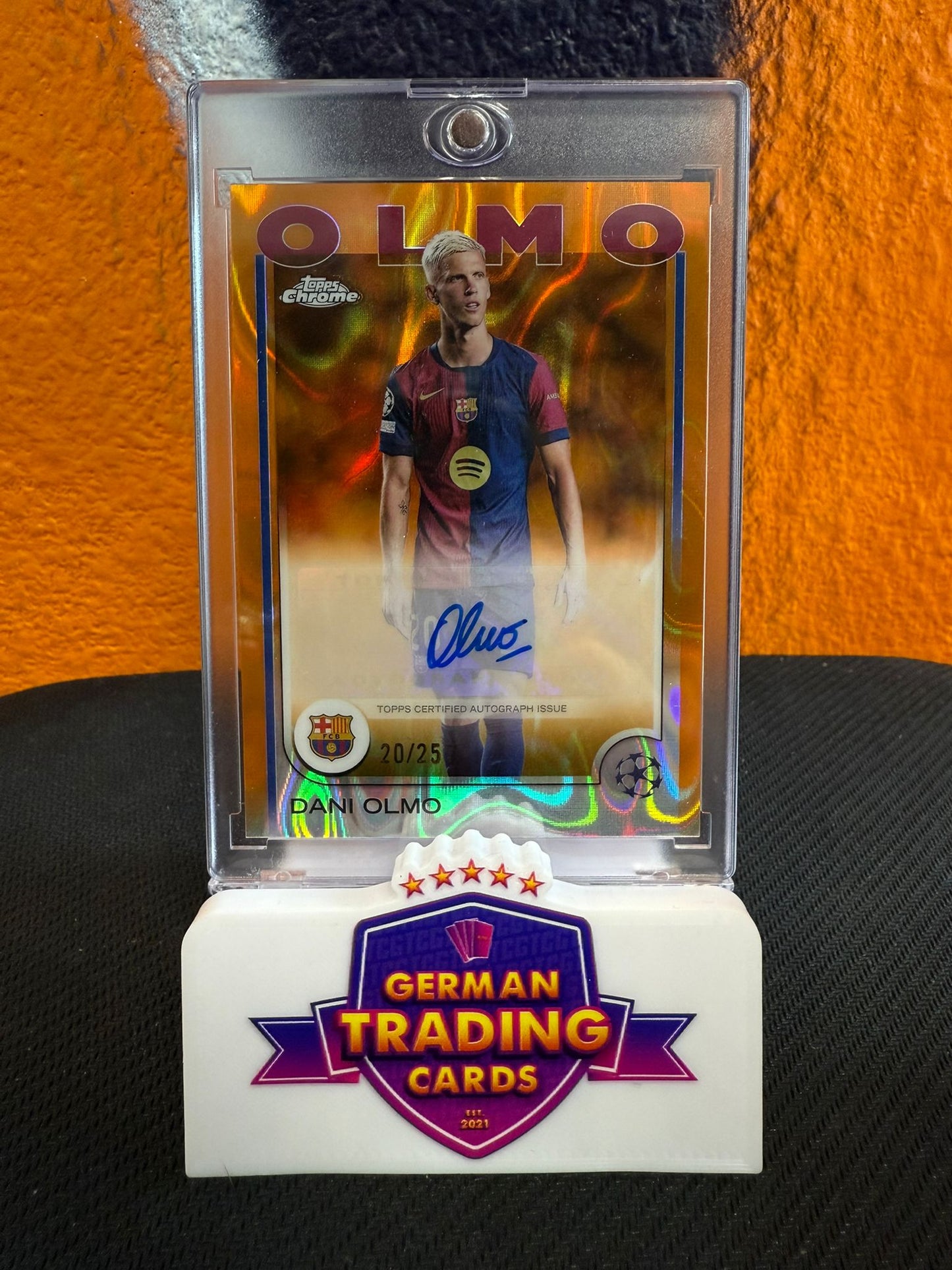 Dani Olmo Auto Orange Lava 20/25 - Topps Chrome UCC 2024/25