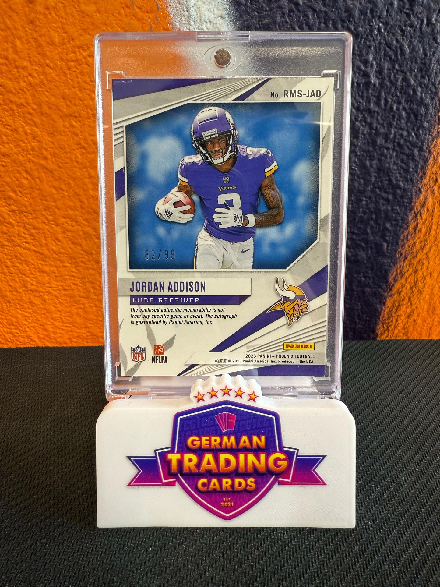 Jordan Addison Rising Rookie Auto 82/99 - Panini Phoenix 2023