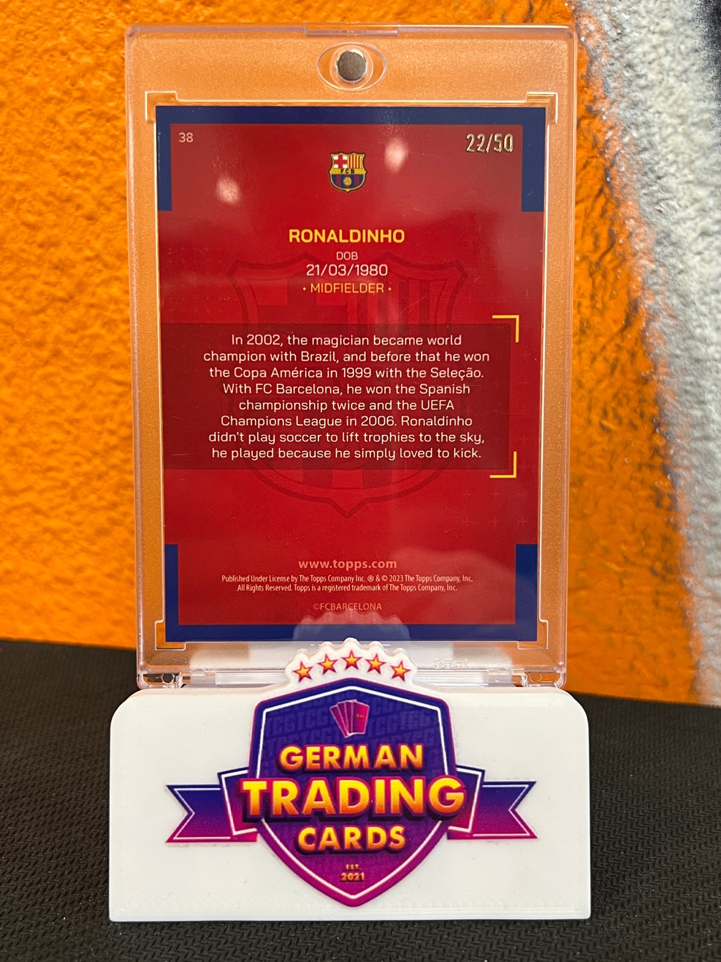 Ronaldinho Blaugrana Gold 22/50 - Topps FC Barcelona Team Set 2022-23