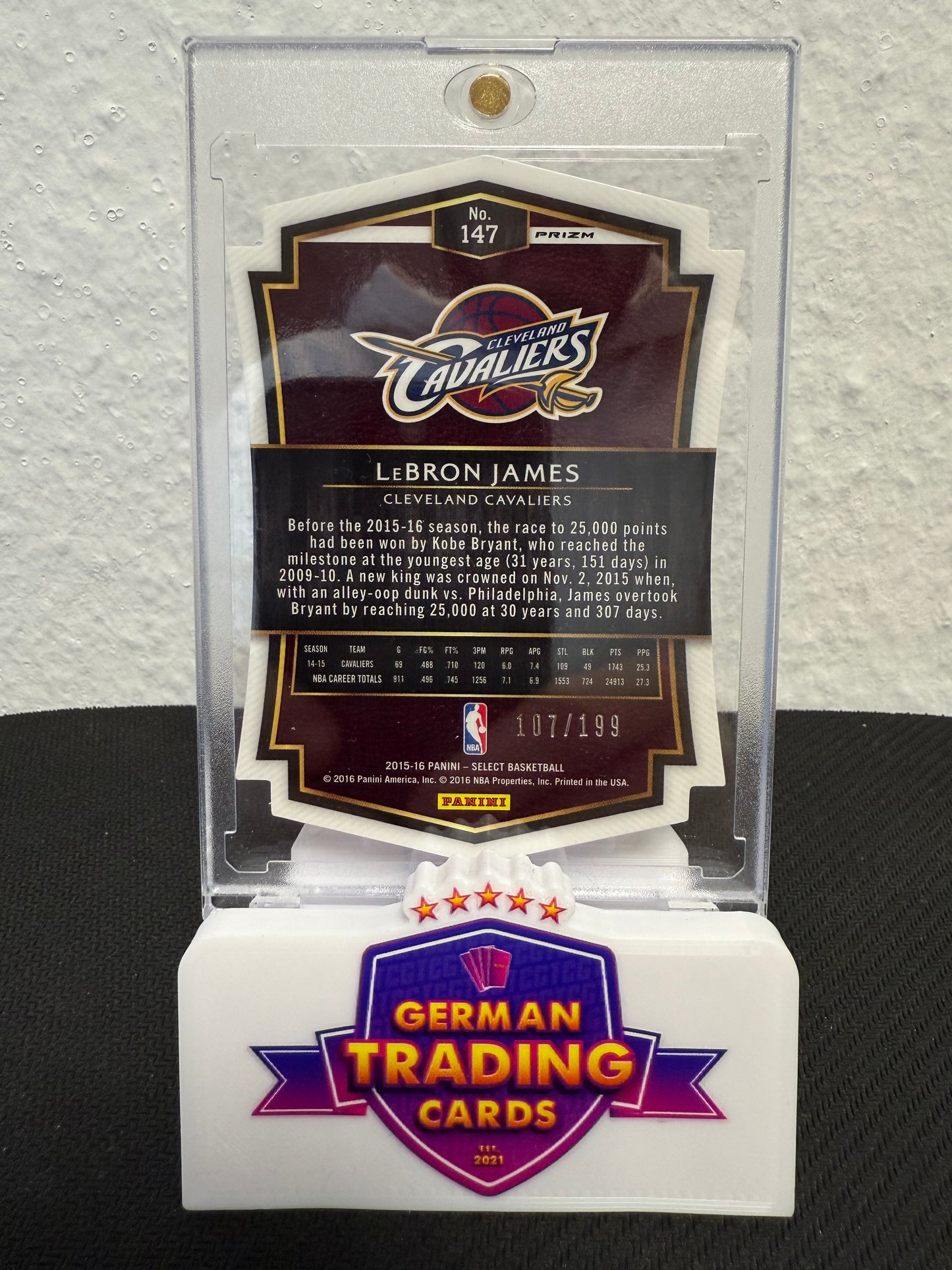 LeBron James 107/199 Die-Cut - 2015-16 Panini Select Basketball