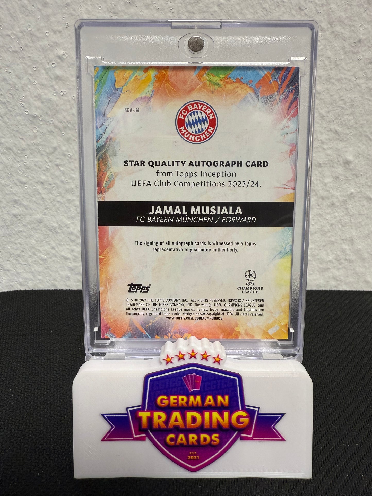 Jamal Musiala Star Quality Auto 02/10 - 2023-24 Topps Inception UCC