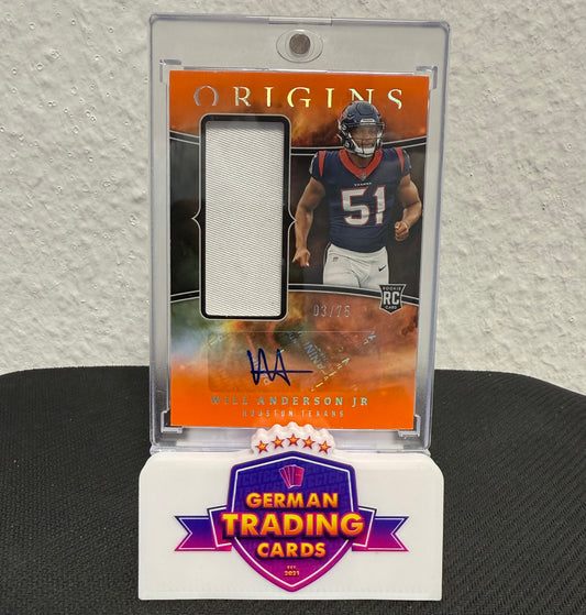 Will Anderson Rookie Patch Auto 03/75 - 2023 Panini Origins Football