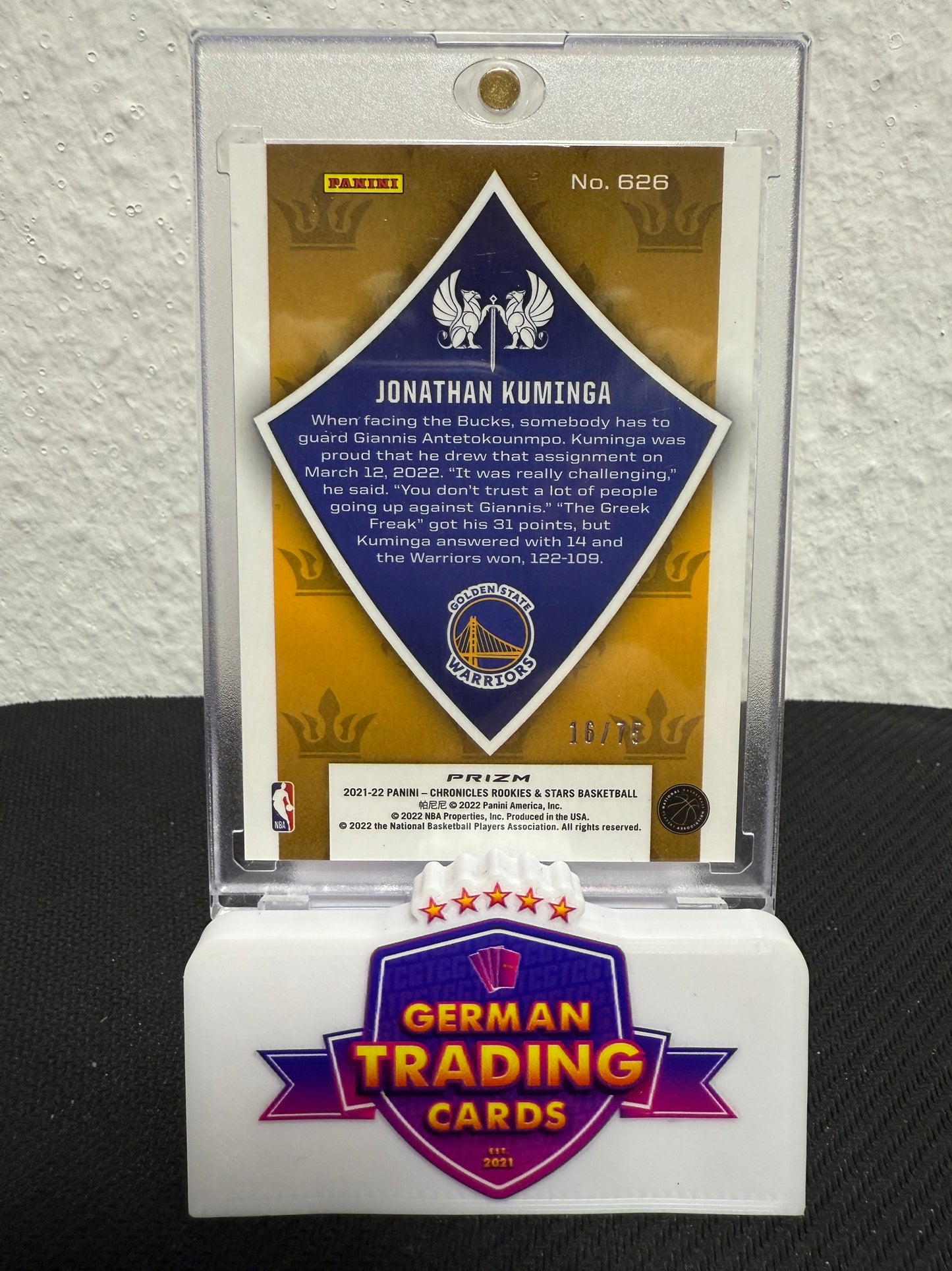 Jonathan Kuminga Rookie Crusade 16/75 - 2021-22 Panini Chronicles Rookies & Stars Basketball