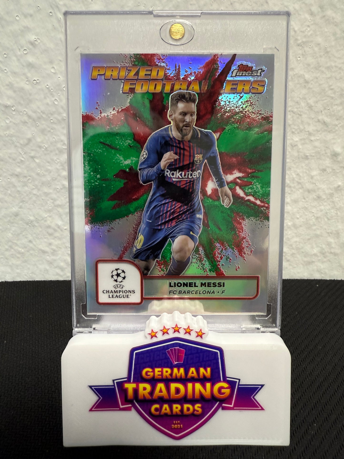Lionel Messi Prized Footballers Fusion Red Green - 2024-25 Topps Finest UCC