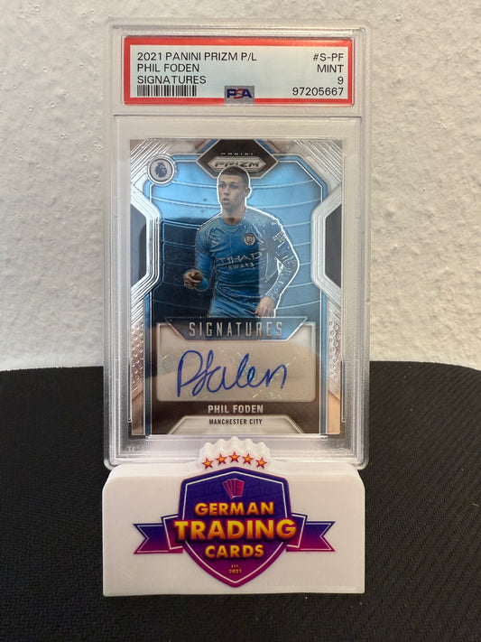 Phil Foden Auto PSA 9 - 2021-22 Panini Prizm Premier League