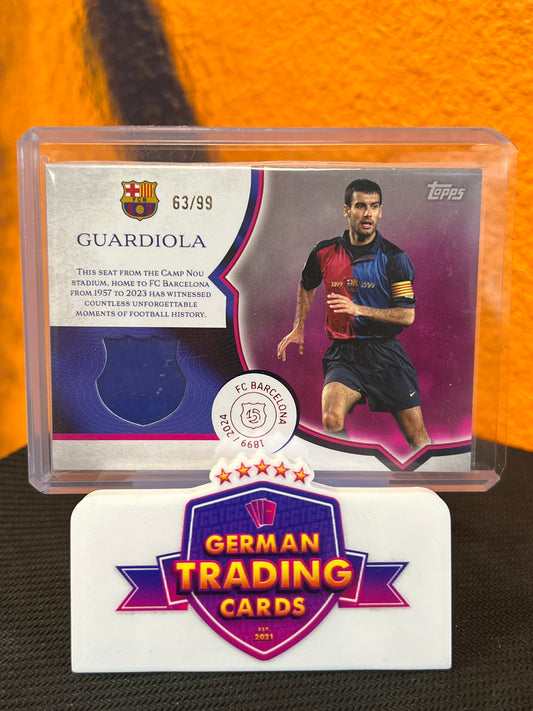 Pep Guardiola Game-Used Stadium Seat Relic Pink 63/99 - Topps 125 Years Anniversary FC Barcelona 2024-25