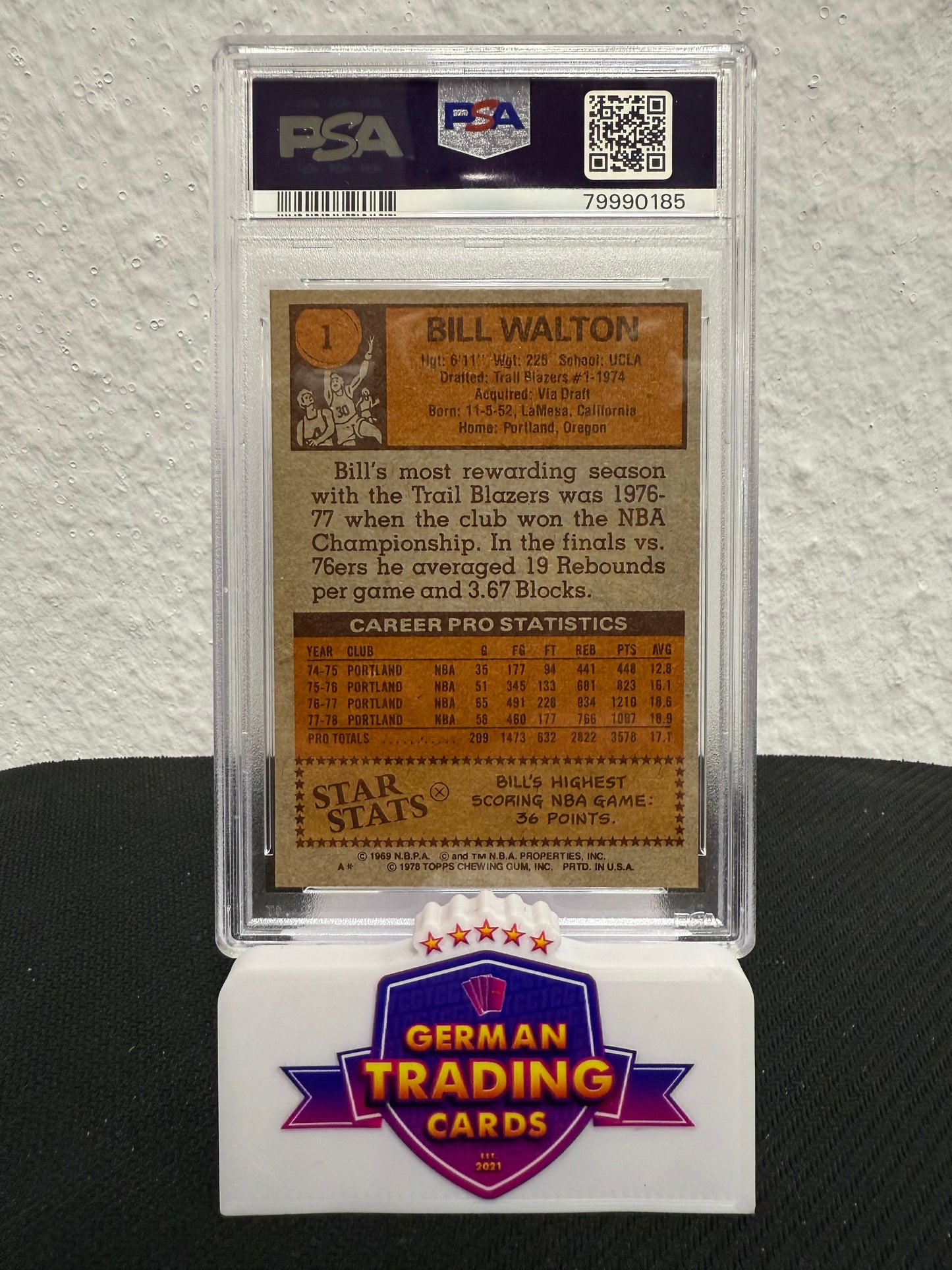 Bill Walton 1st Team All Star PSA 8 - 1978-79 Topps Basketball