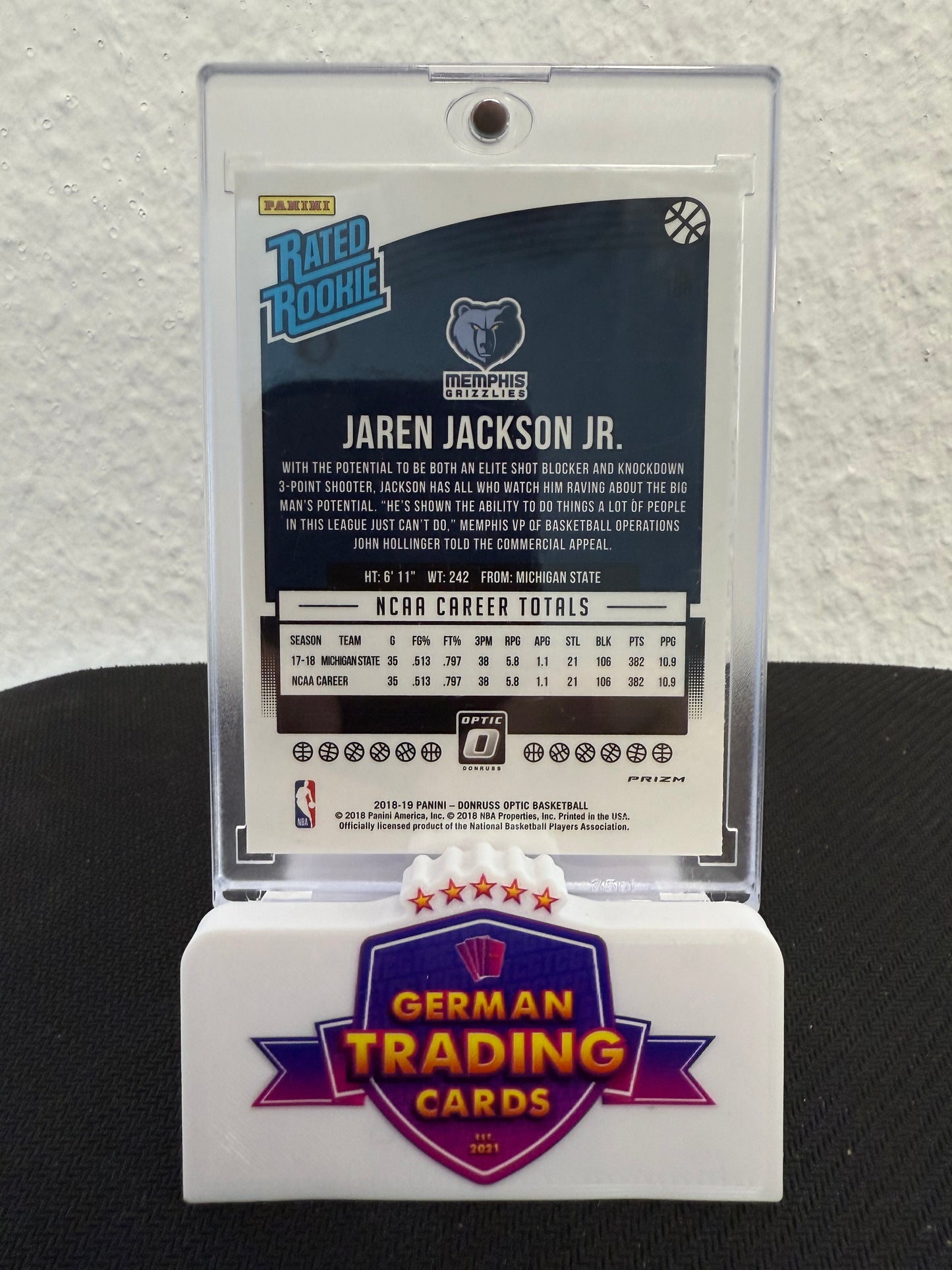 Jaren Jackson Jr. Rated Rookie Flash Prizm - 2018-19 Panini Donruss Basketball