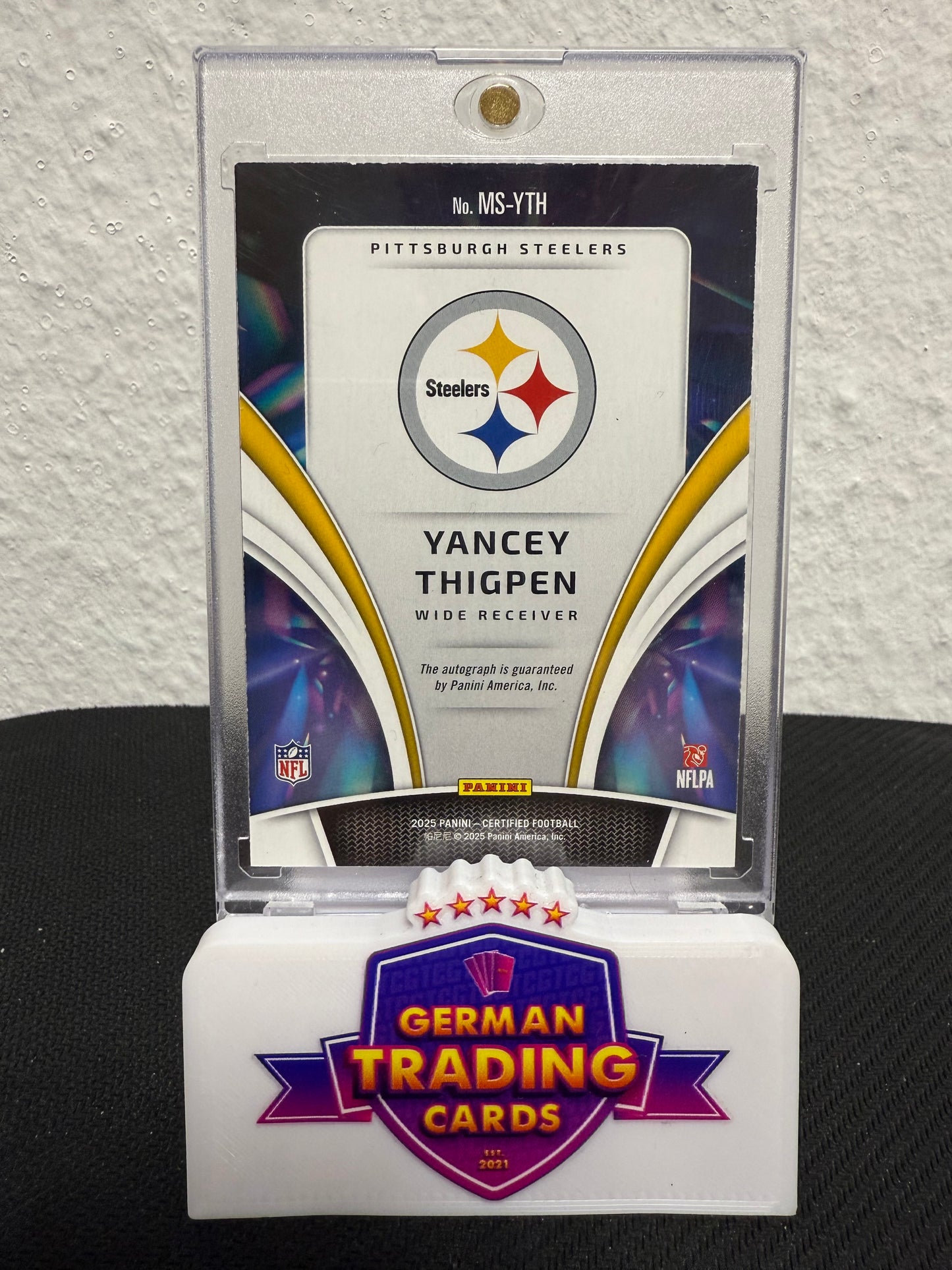 Yancey Thigpen Mirrors Auto 082/115 Jersey Number - 2025 Panini Certified Football