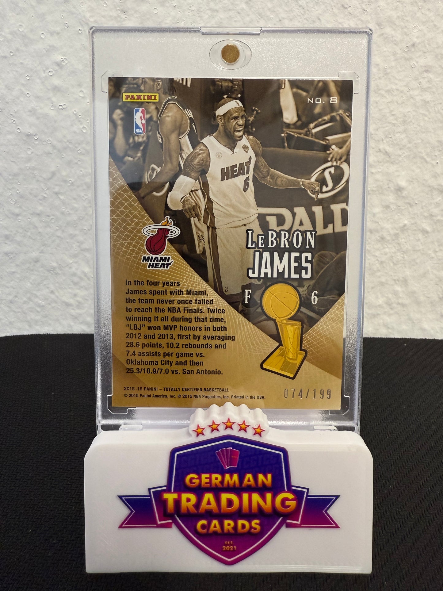 LeBron James Certified Champions 074/199 - 2015-16 Panini Totally Certified Basketball
