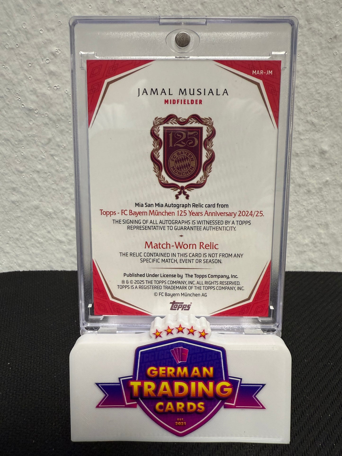 Jamal Musiala Match-Worn Relic Auto 32/49 - 2024-25 Topps FC Bayern München 125 Years Anniversary