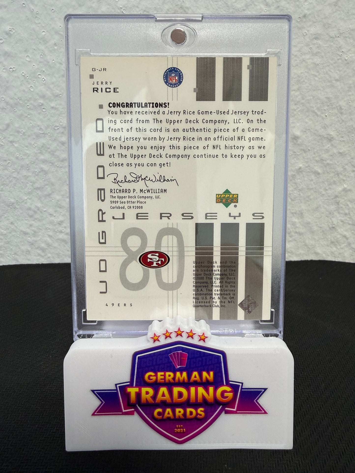 Jerry Rice Game-Used Jersey - Upper Deck Graded