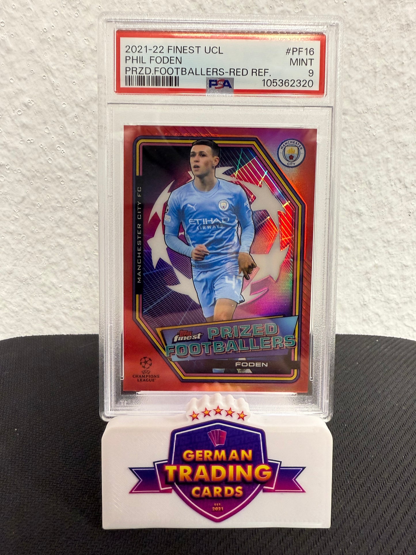 Phil Foden Prized Footballers 4/5 PSA 9 - 2021-22 Topps Finest UCL