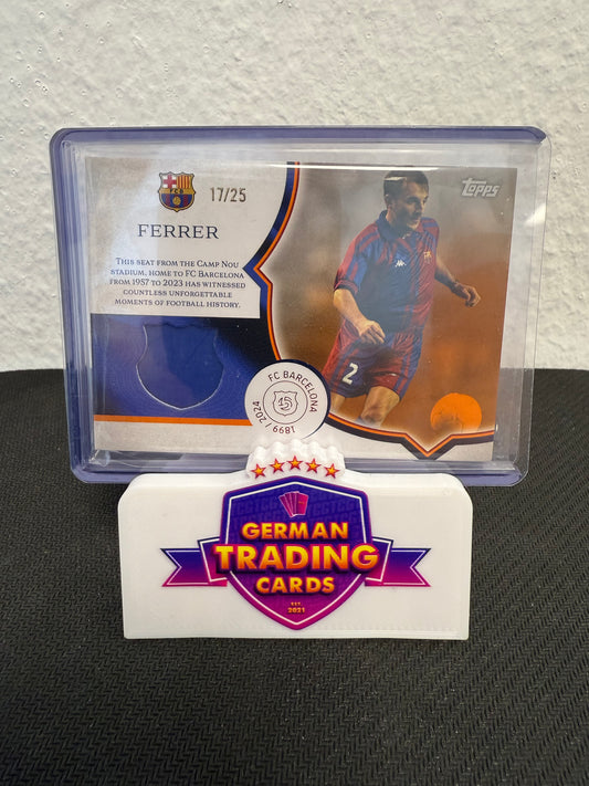Albert Ferrer Stadium Seat Relic 17/25 - 2024-25 Topps 125th Anniversary FC Barcelona