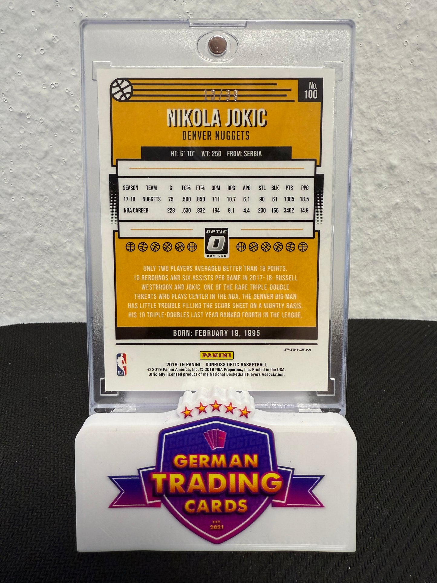 Nikola Jokic 13/39 - 2018-19 Donruss Optic Basketball